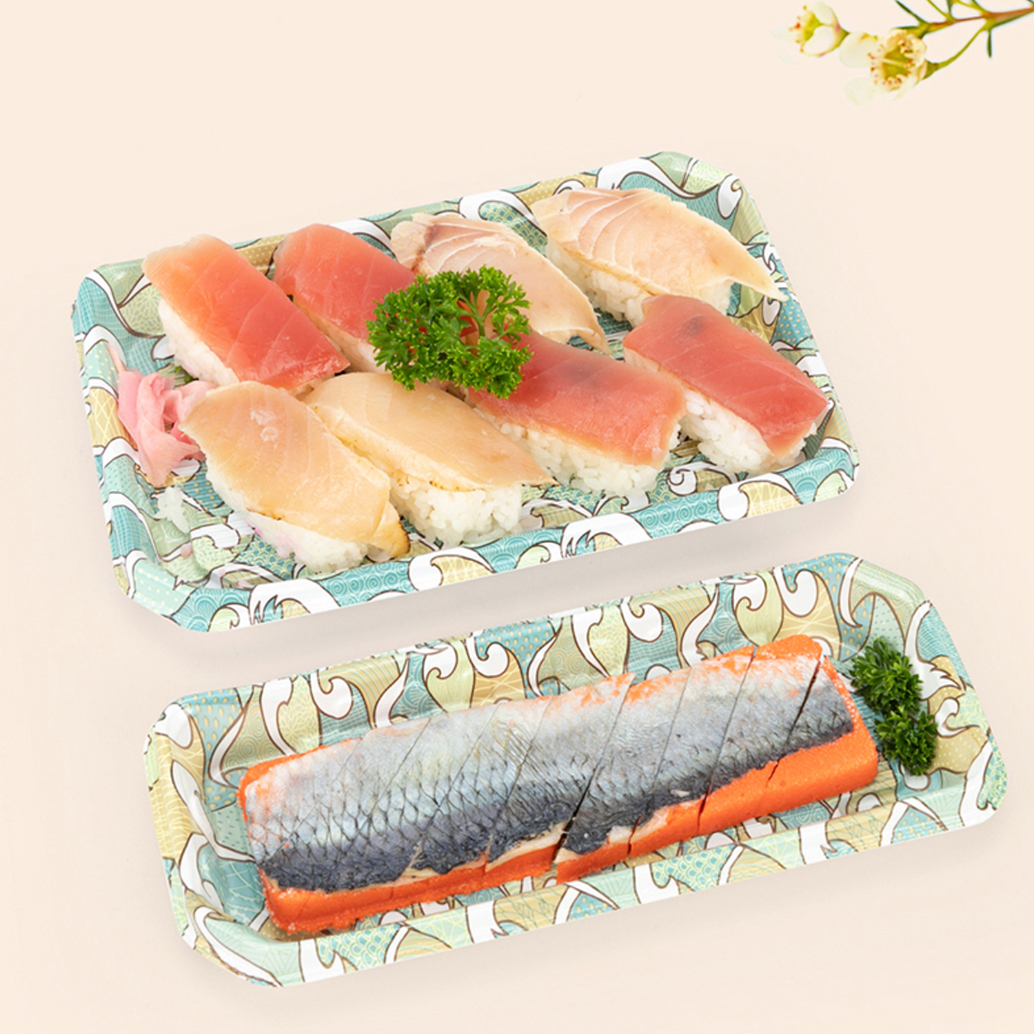 Disposable waves sushi bento box