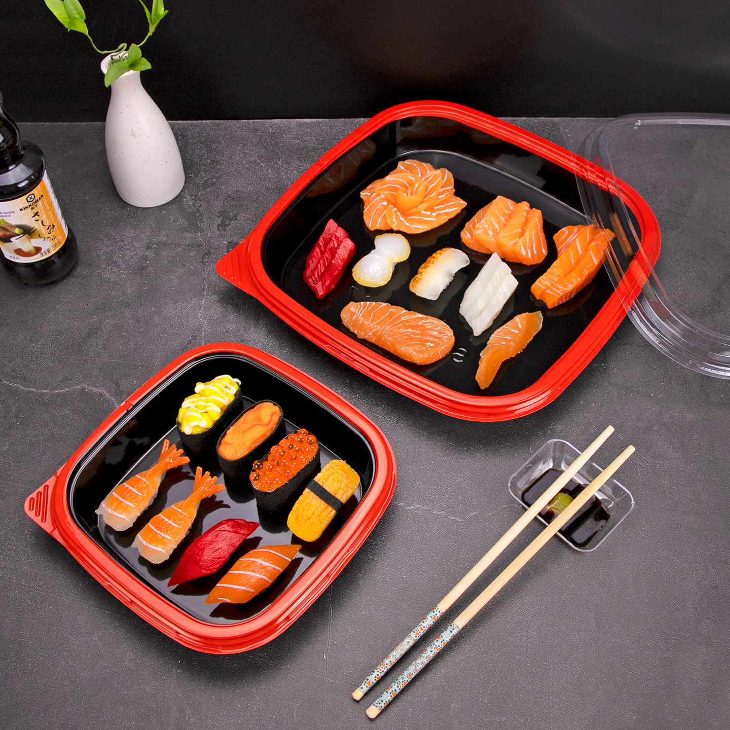 Disposable Plastic Corner bucket sushi box