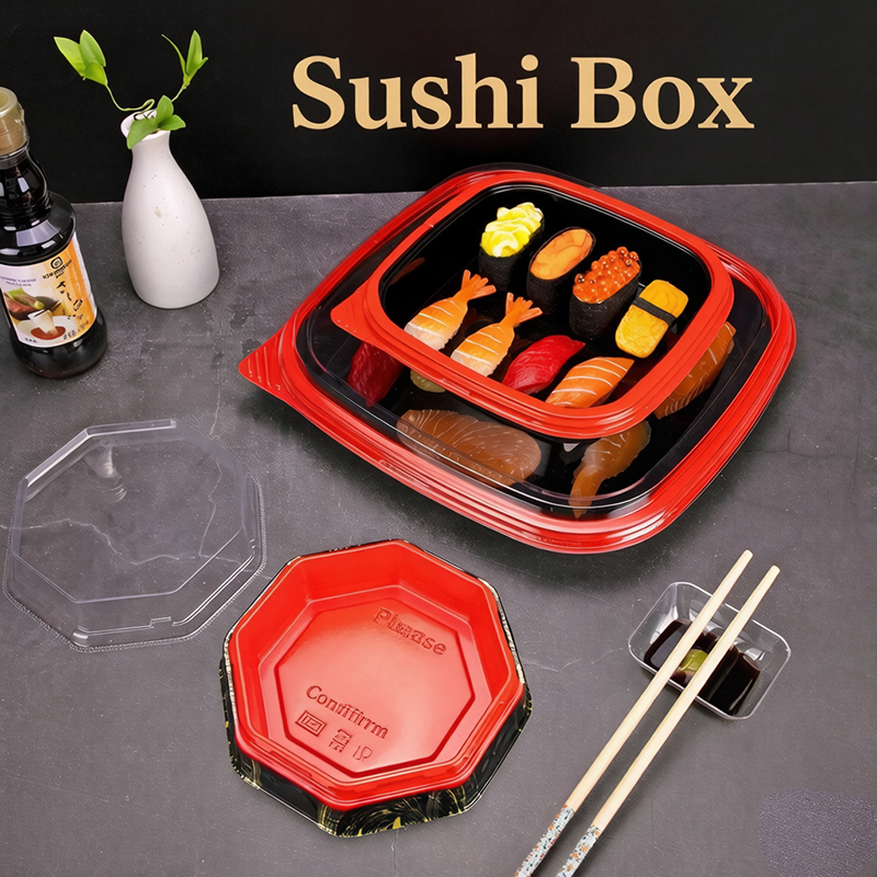 Disposable Plastic Corner bucket sushi box Disposable Plastic Corner bucket sushi box