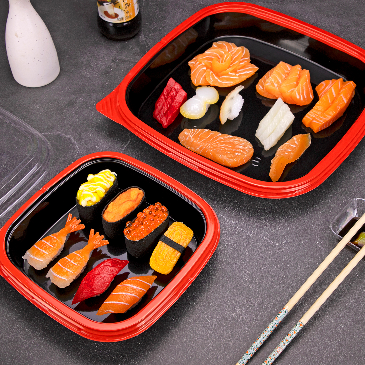 Disposable Plastic Corner bucket sushi box