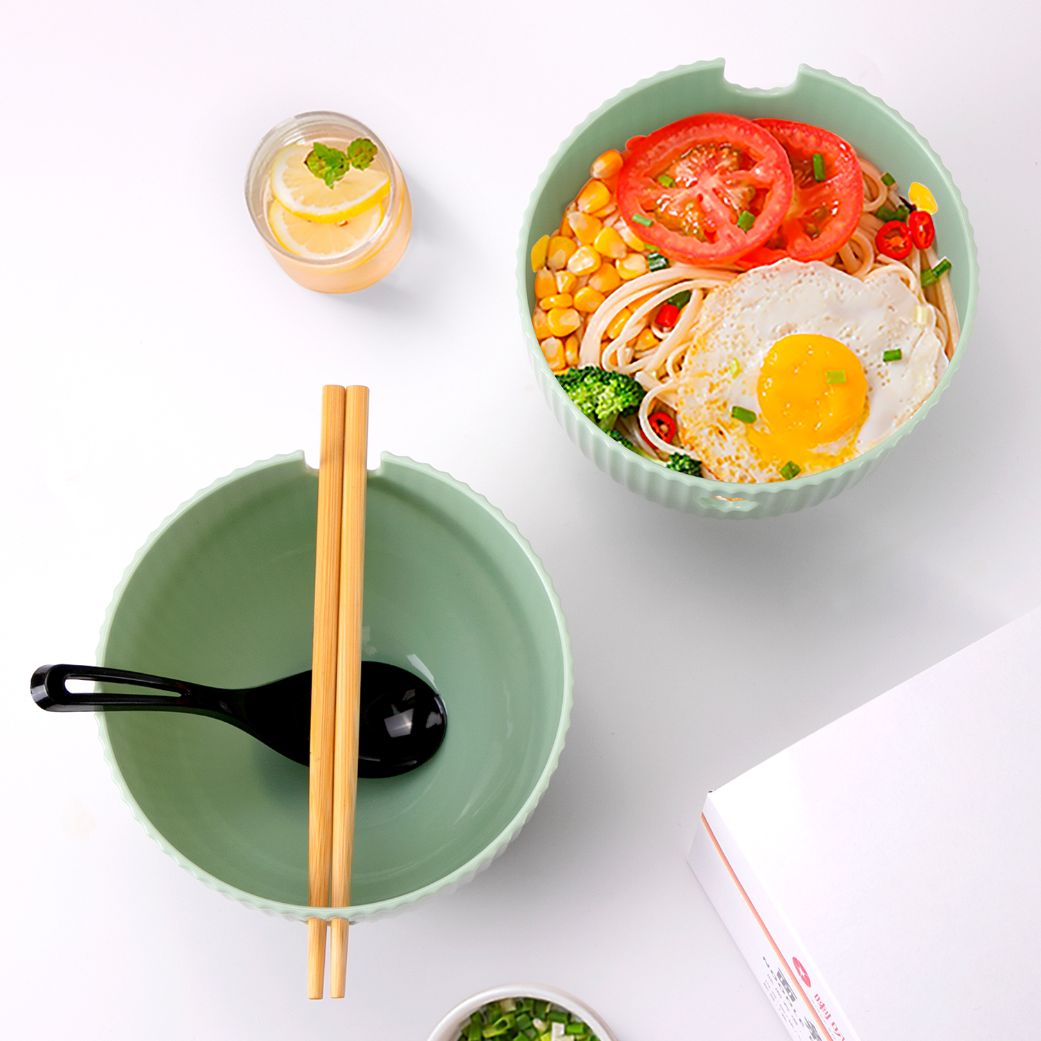 Plastic Instant noodle bowl spoon chopstick set