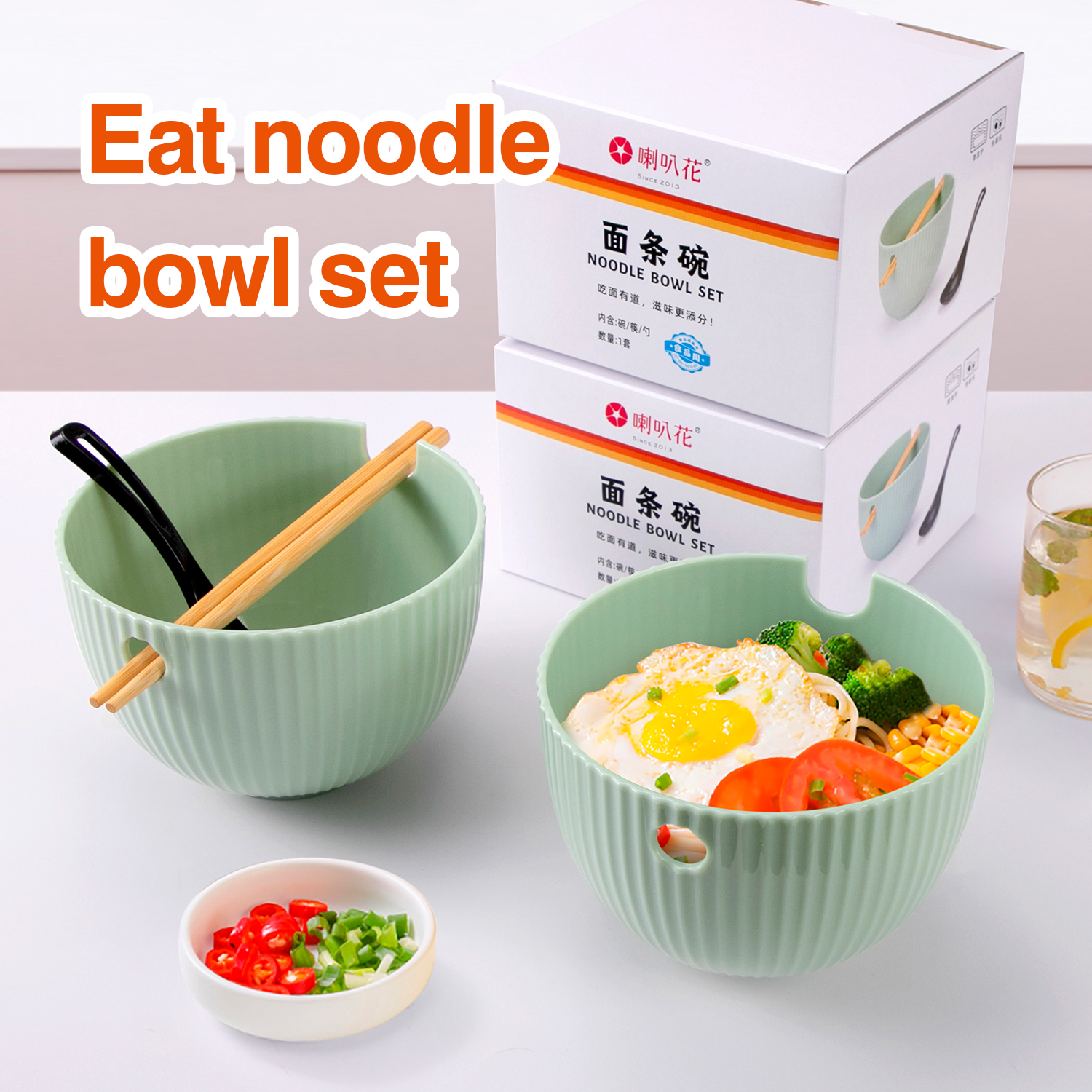 Plastic Instant noodle bowl spoon chopstick set Plastic Instant noodle bowl spoon chopstick set