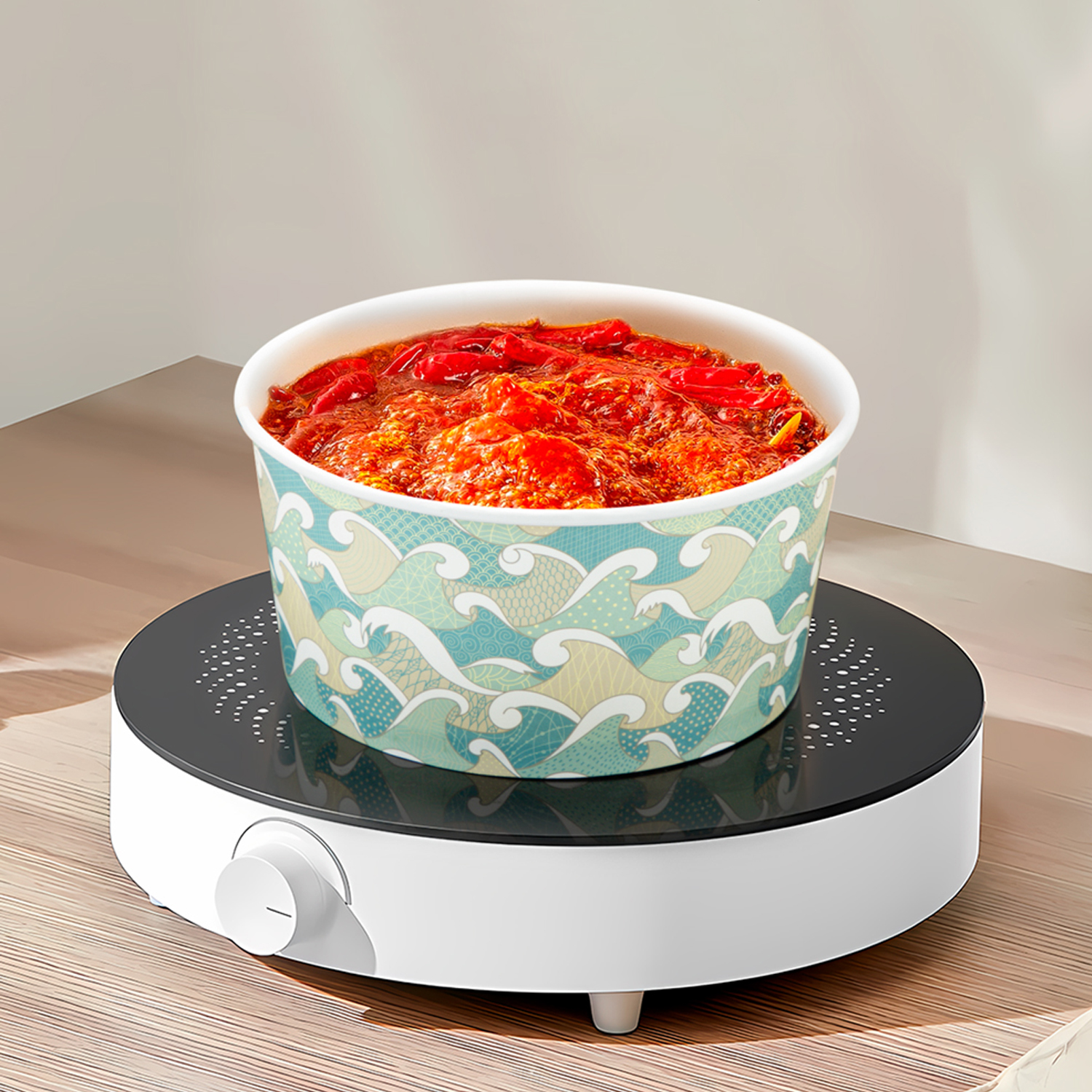 Custom disposable induction cooker paper bowl