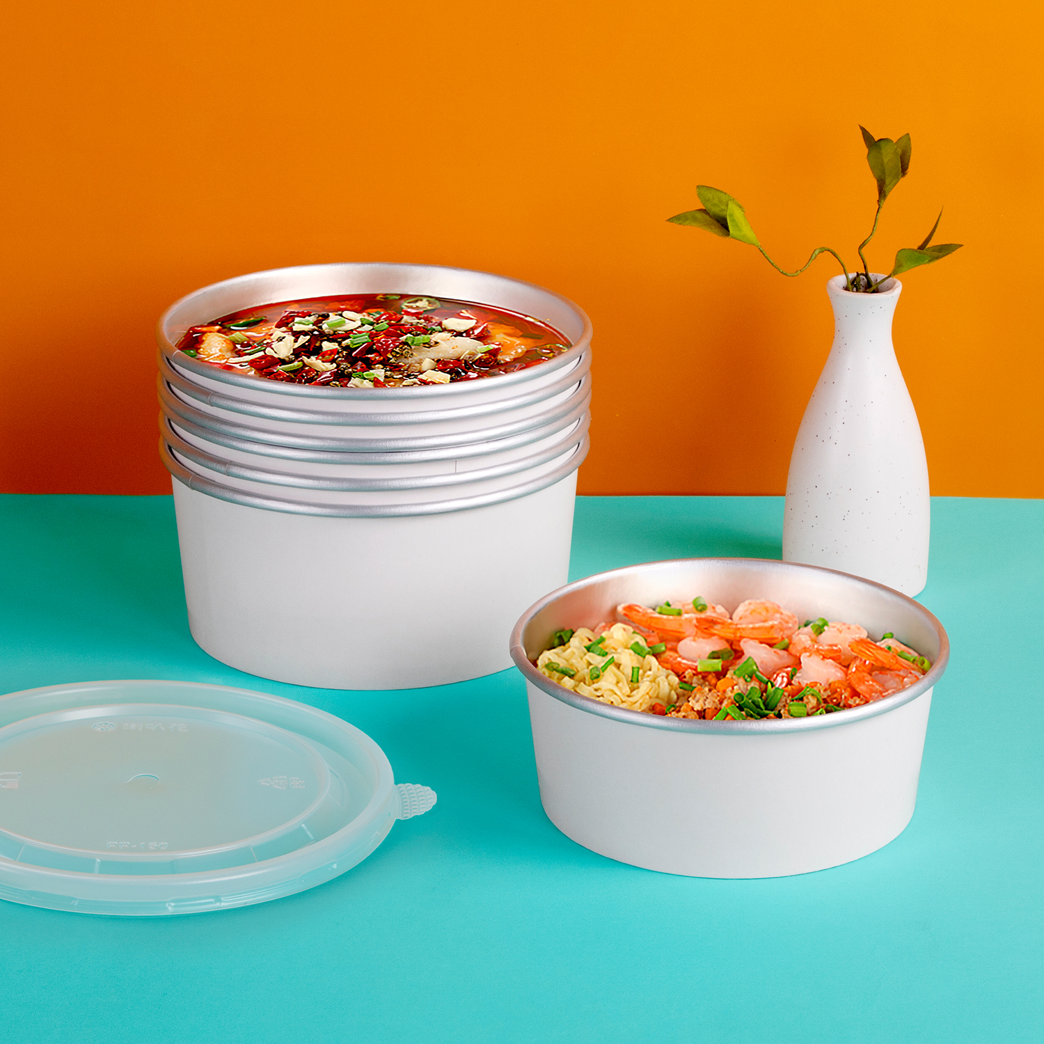 Custom disposable white silver foil bowl