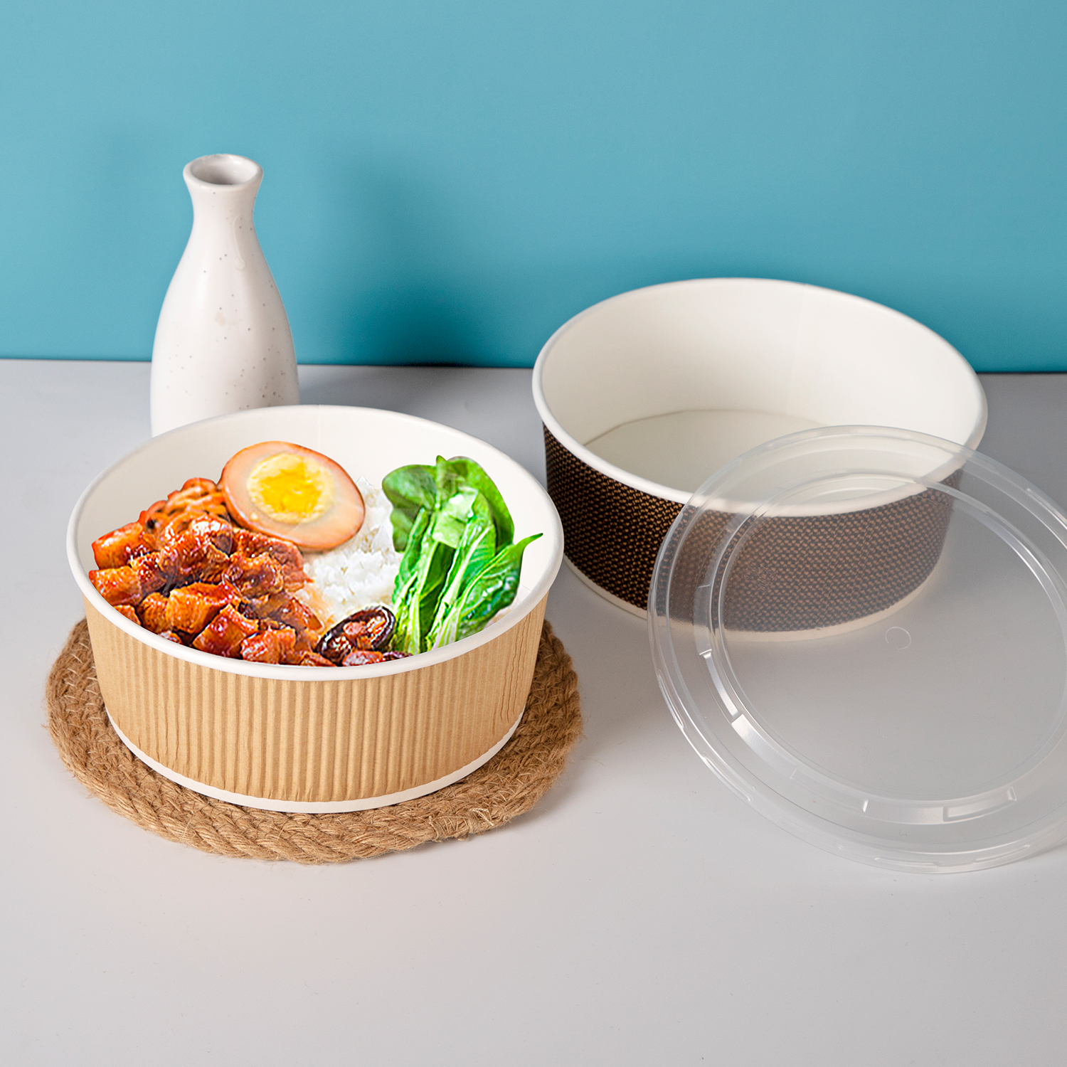 Custom disposable corrugated paper bowl