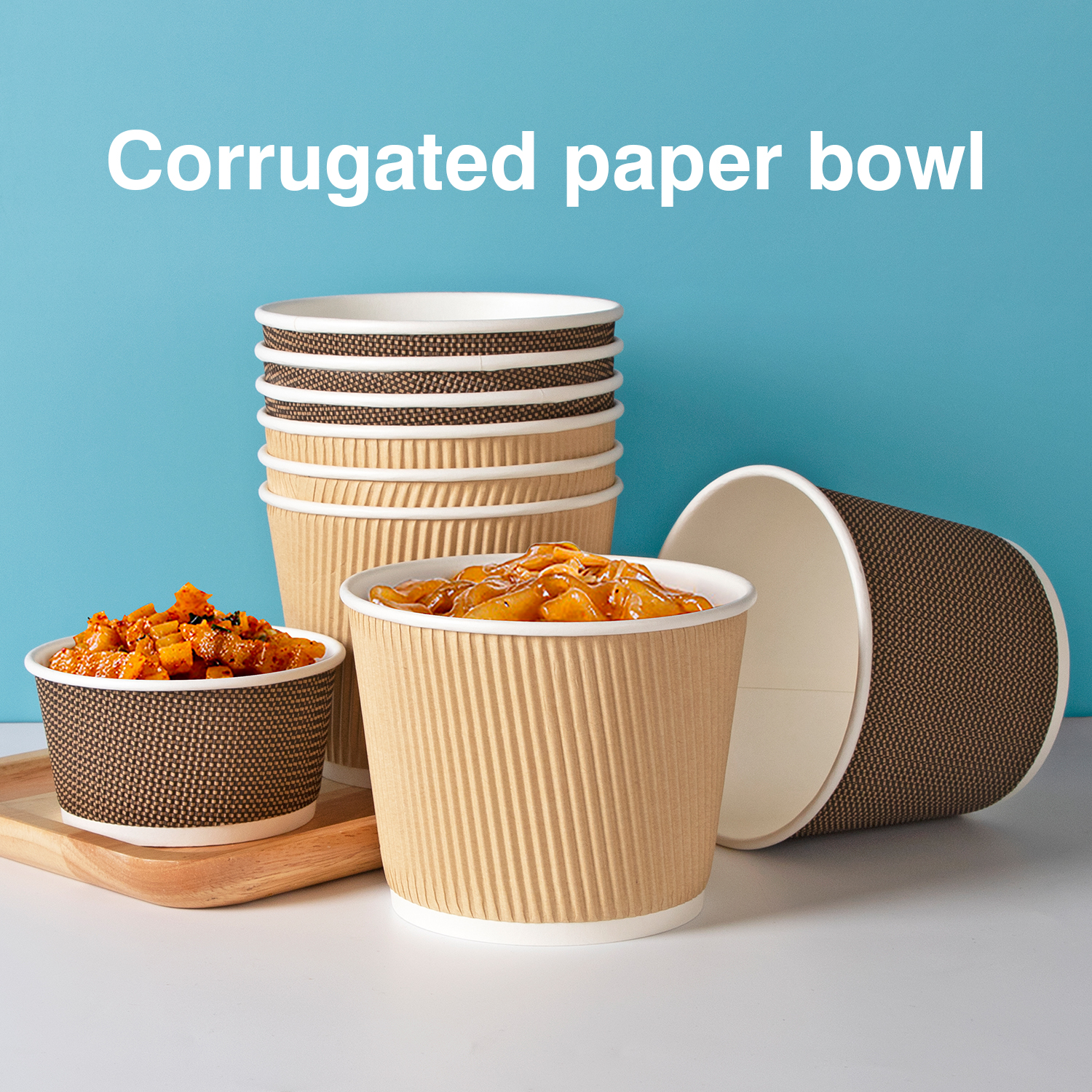 Custom disposable corrugated paper bowl