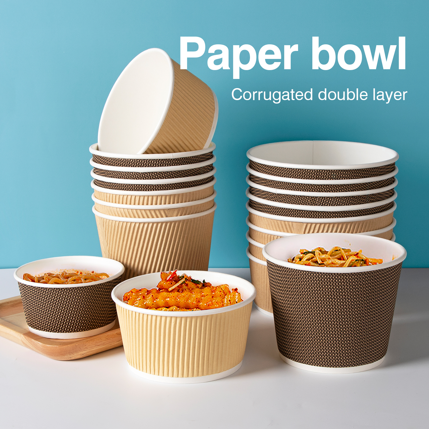 Custom disposable corrugated paper bowl