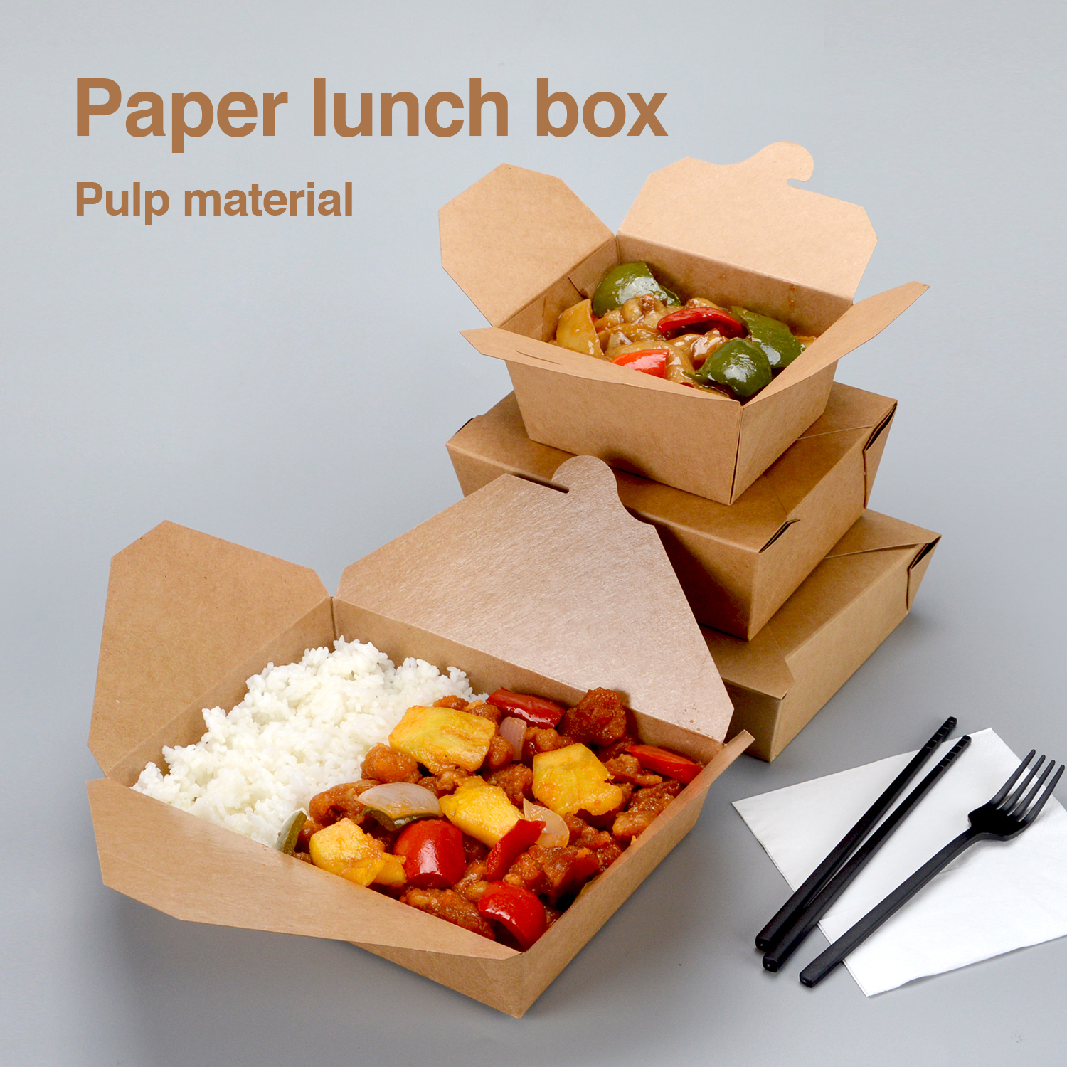 Custom disposable Flip up kraft paper lunch box