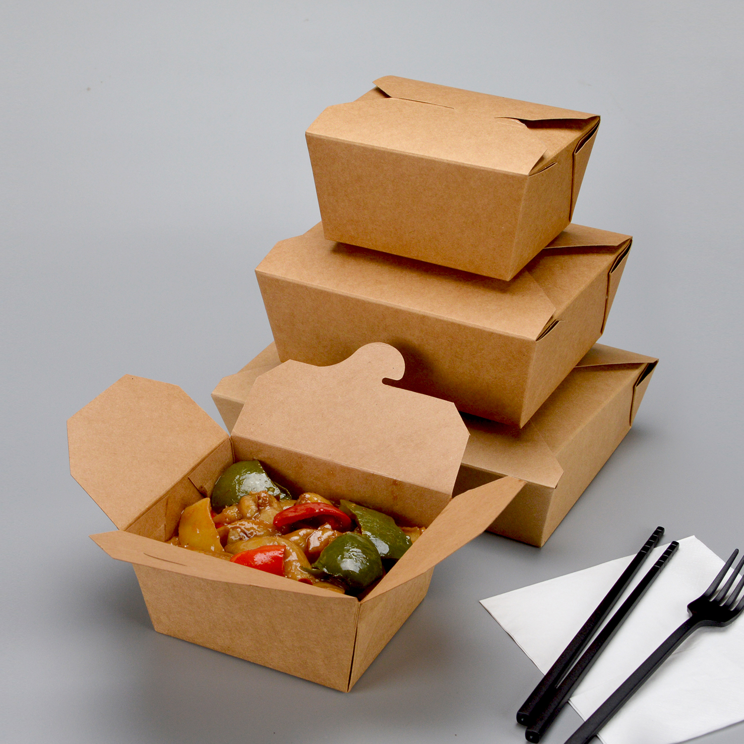 Custom disposable Flip up kraft paper lunch box