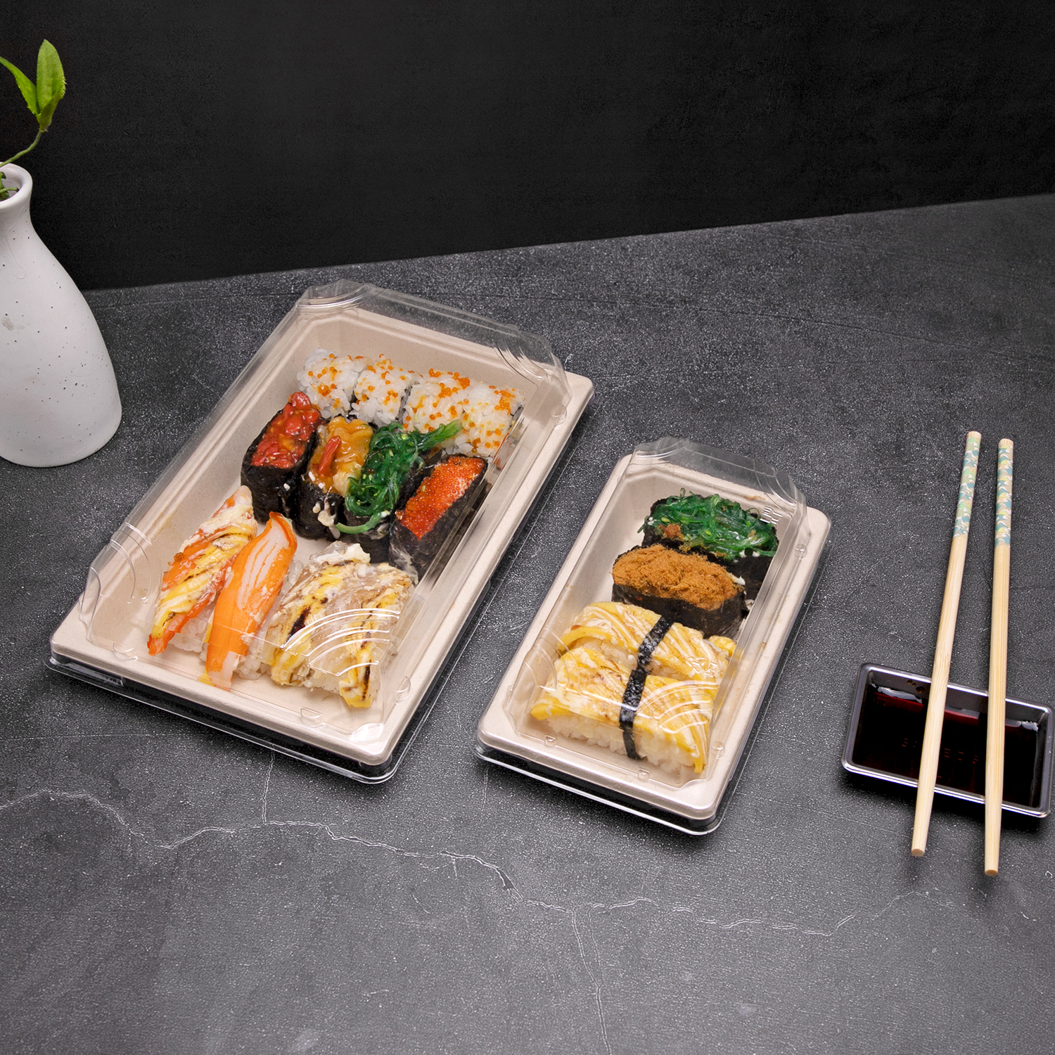 Custom disposable Sugarcane pulp sushi box