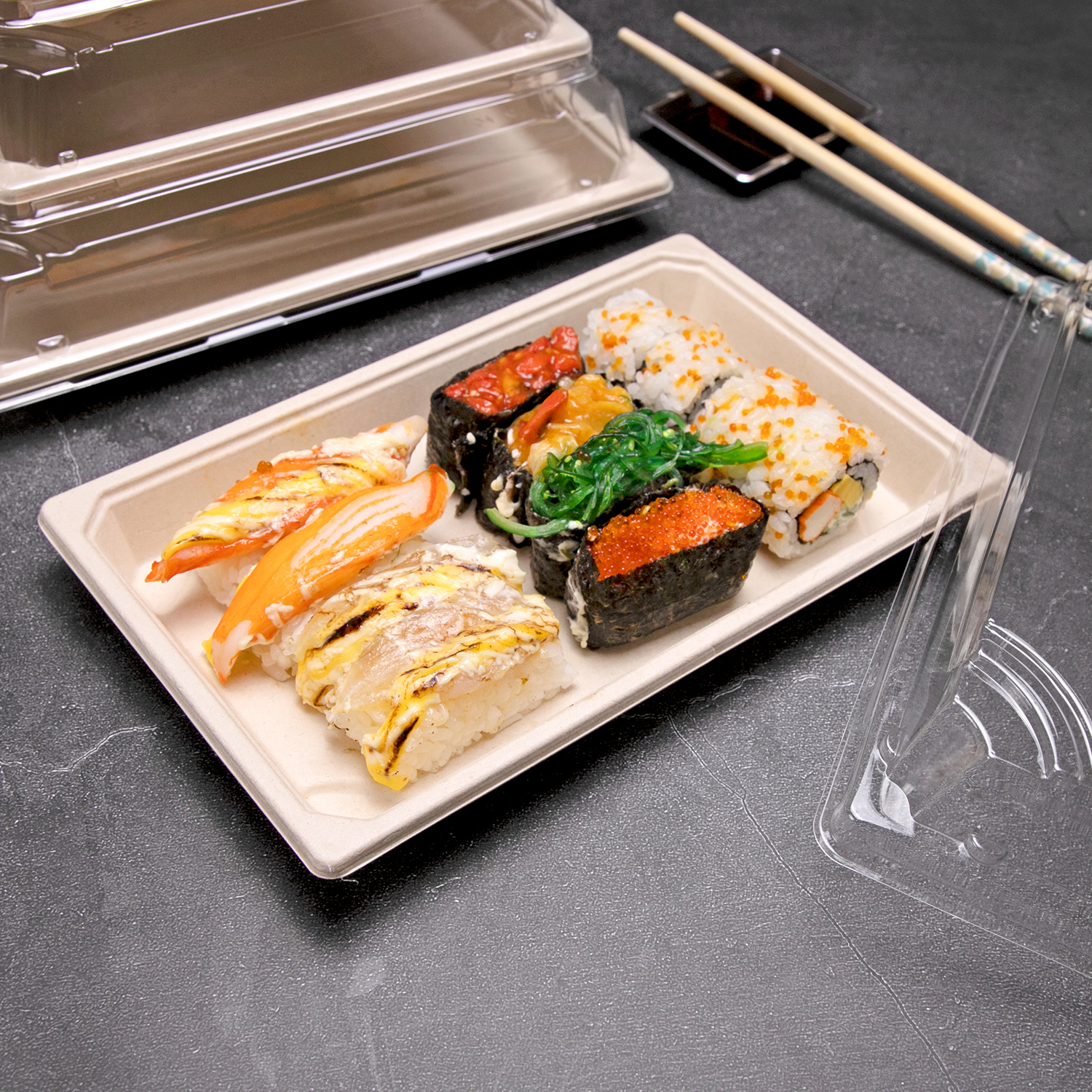 Custom disposable Sugarcane pulp sushi box