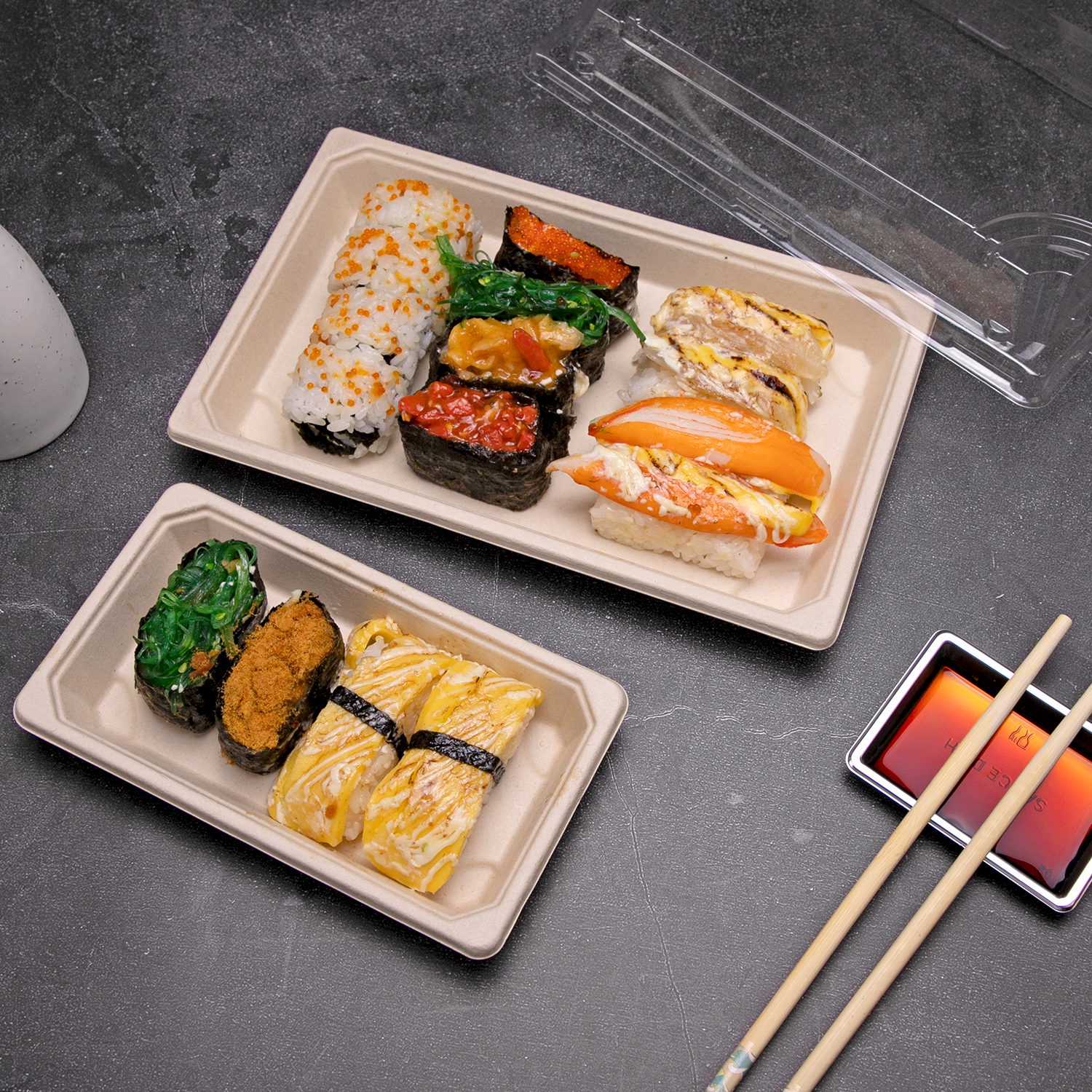 Custom disposable Sugarcane pulp sushi box