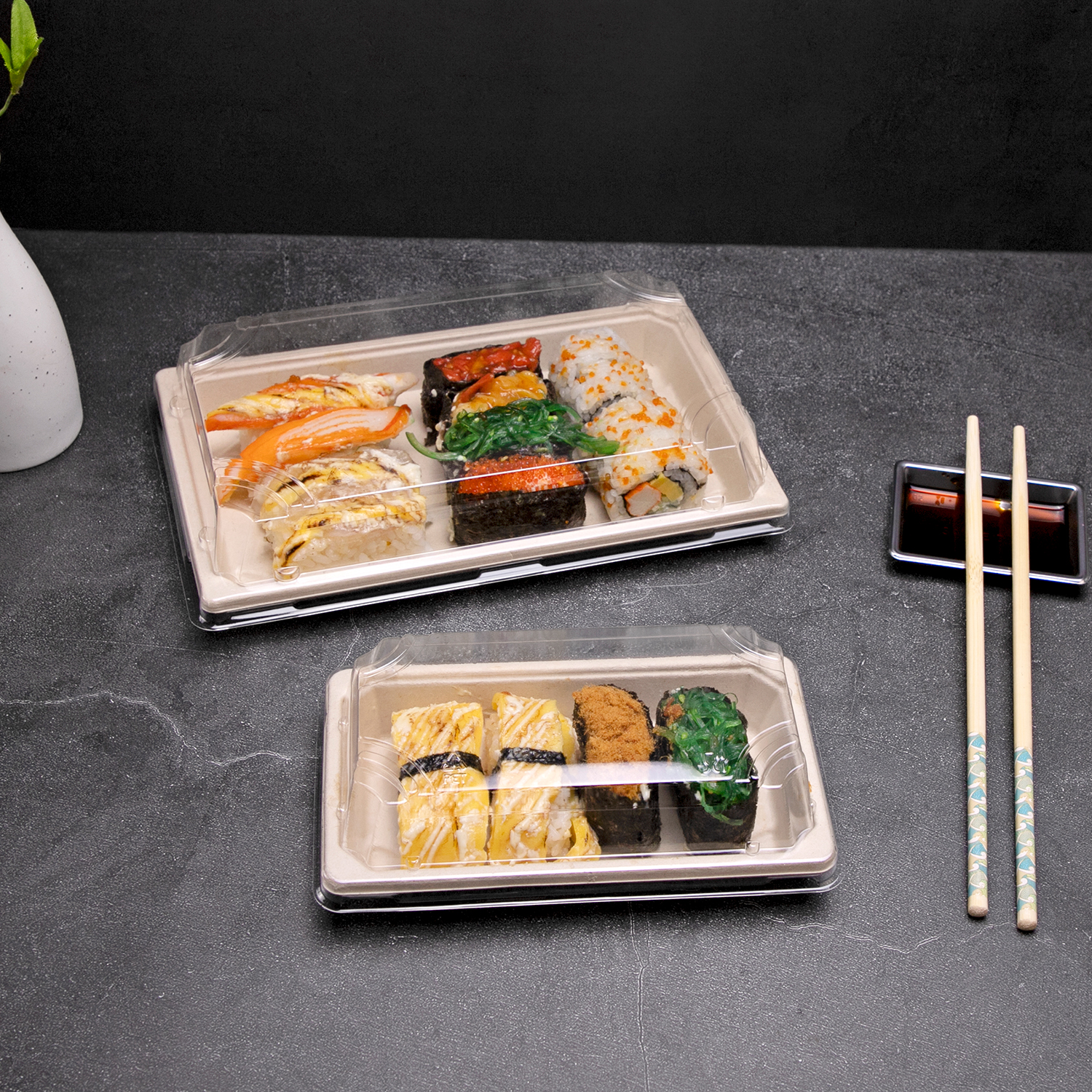 Custom disposable Sugarcane pulp sushi box