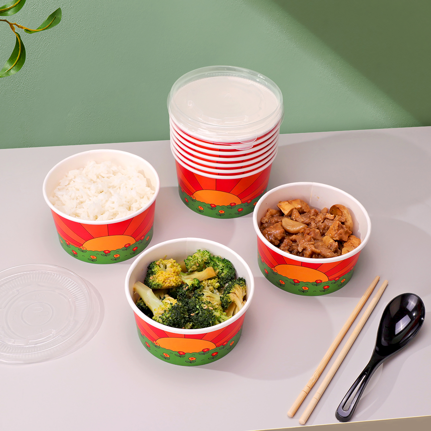 Custom disposable Hanada Sunrise Paper Bowl