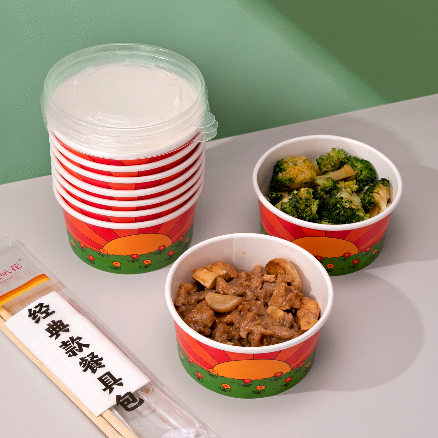 Custom disposable Hanada Sunrise Paper Bowl