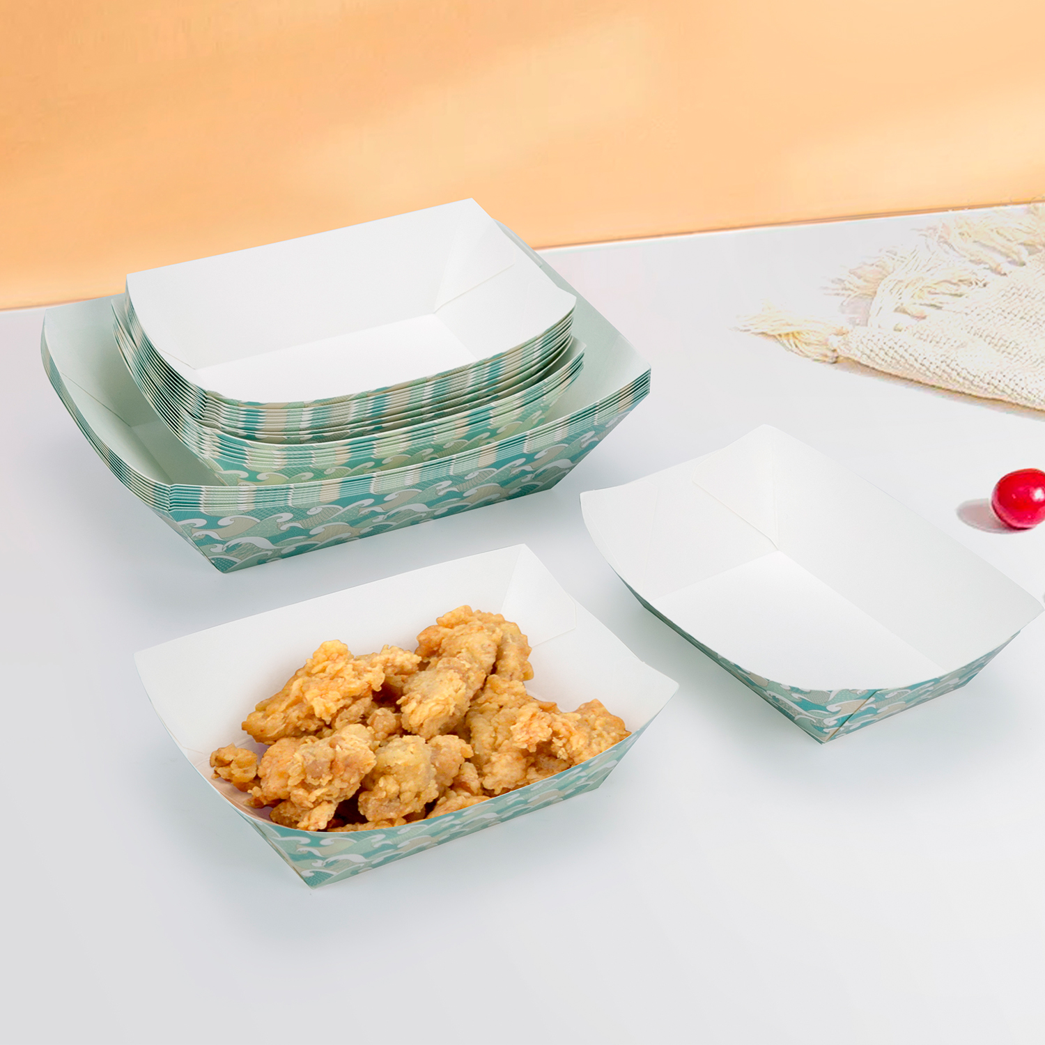 Custom disposable Kraft paper boat box snack box