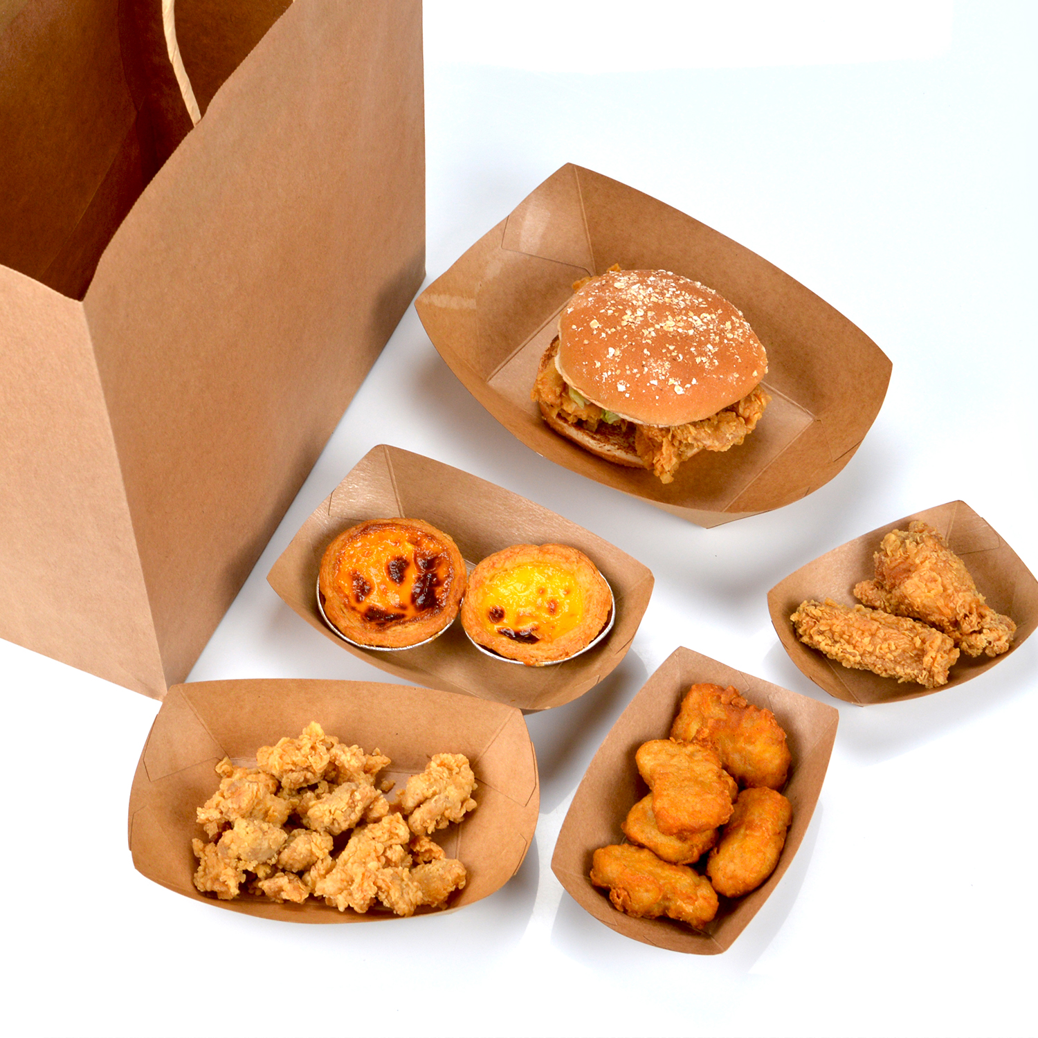 Custom disposable Kraft paper boat box snack box