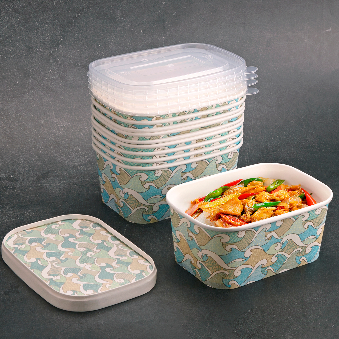 Custom disposable Wave Classic Meal Box