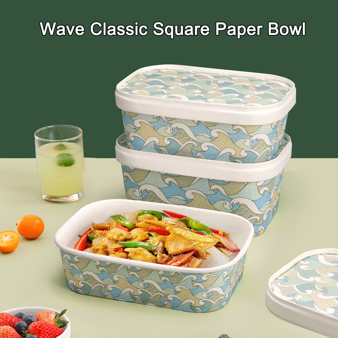 Custom disposable Wave Classic Meal Box