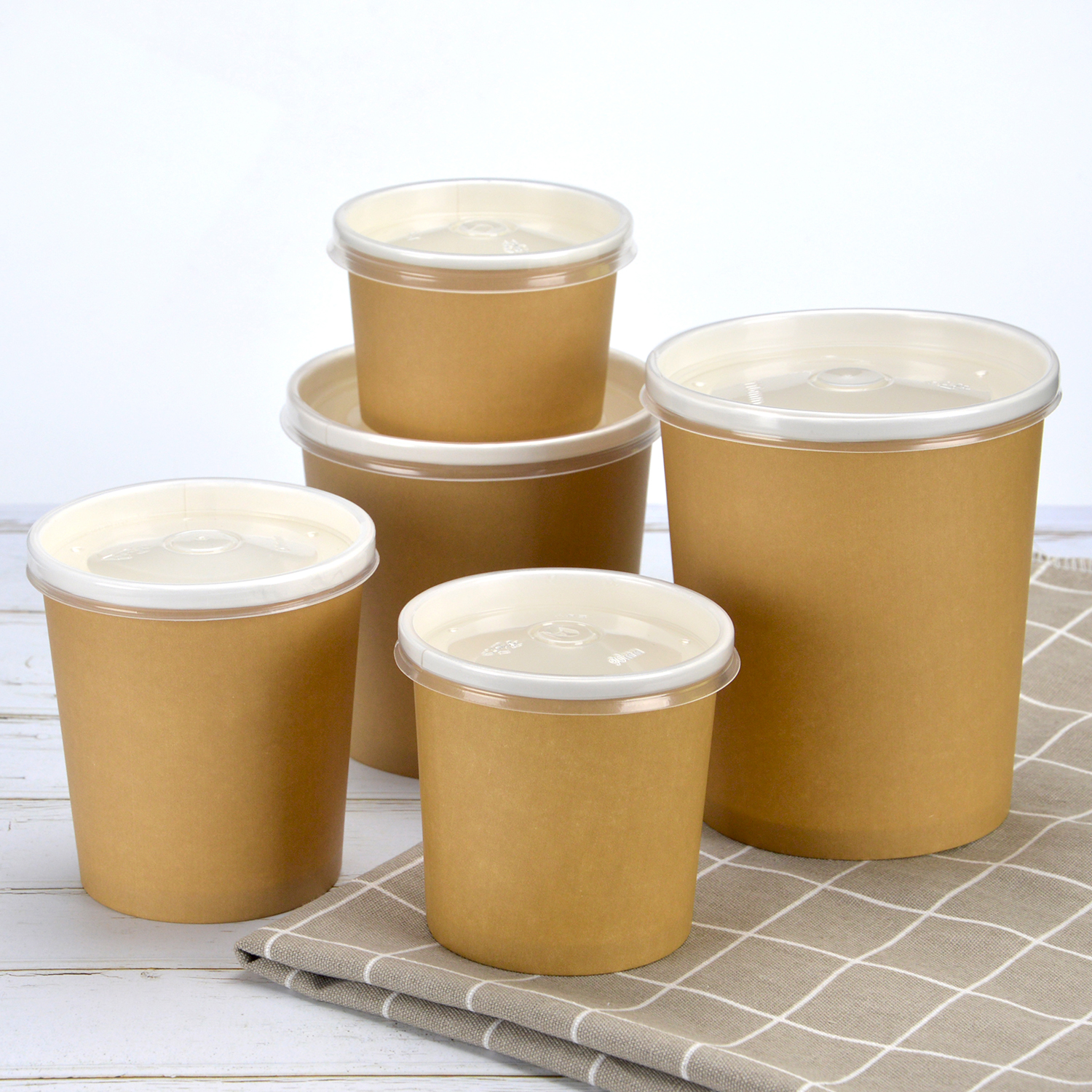Custom disposable Natural color paper bowl with lids