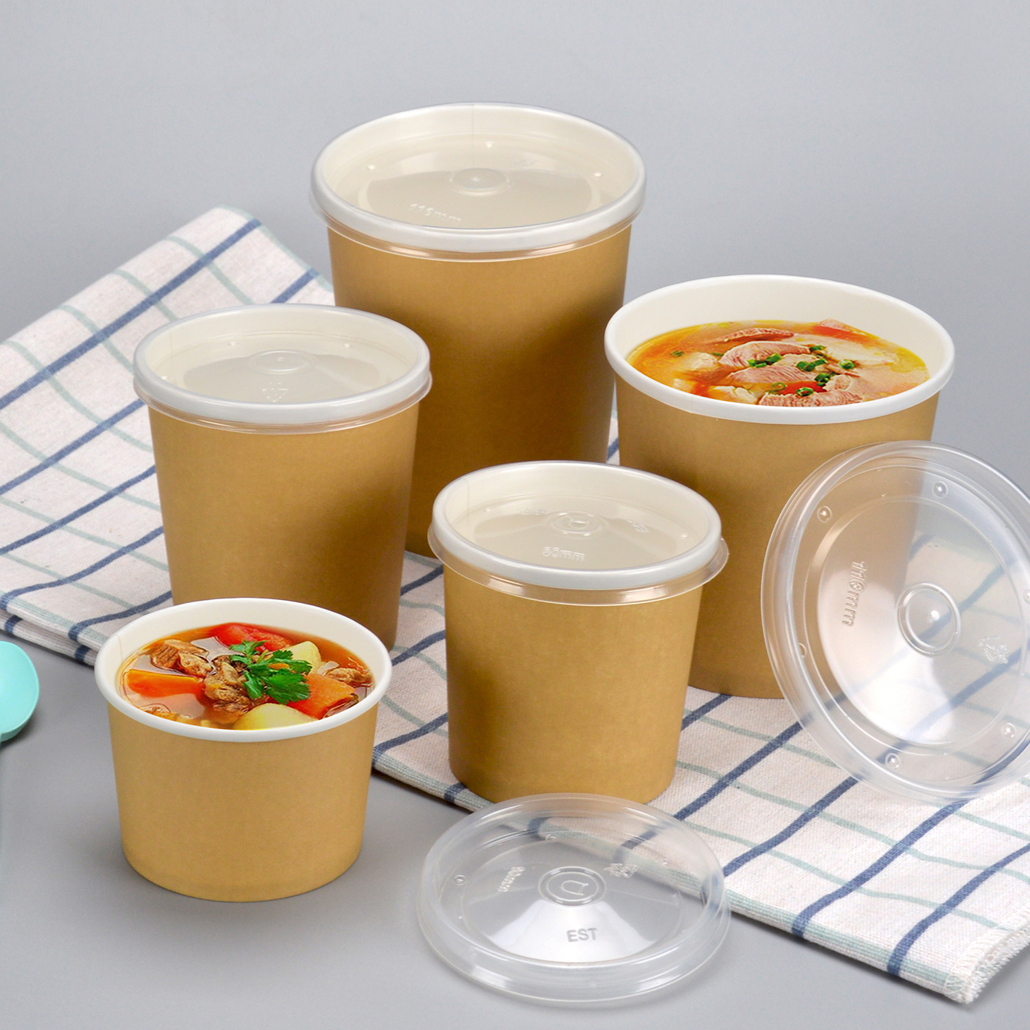 Custom disposable Natural color paper bowl with lids