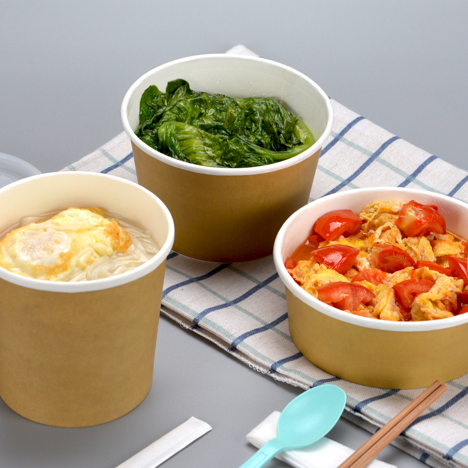Custom disposable Natural color paper bowl with lids