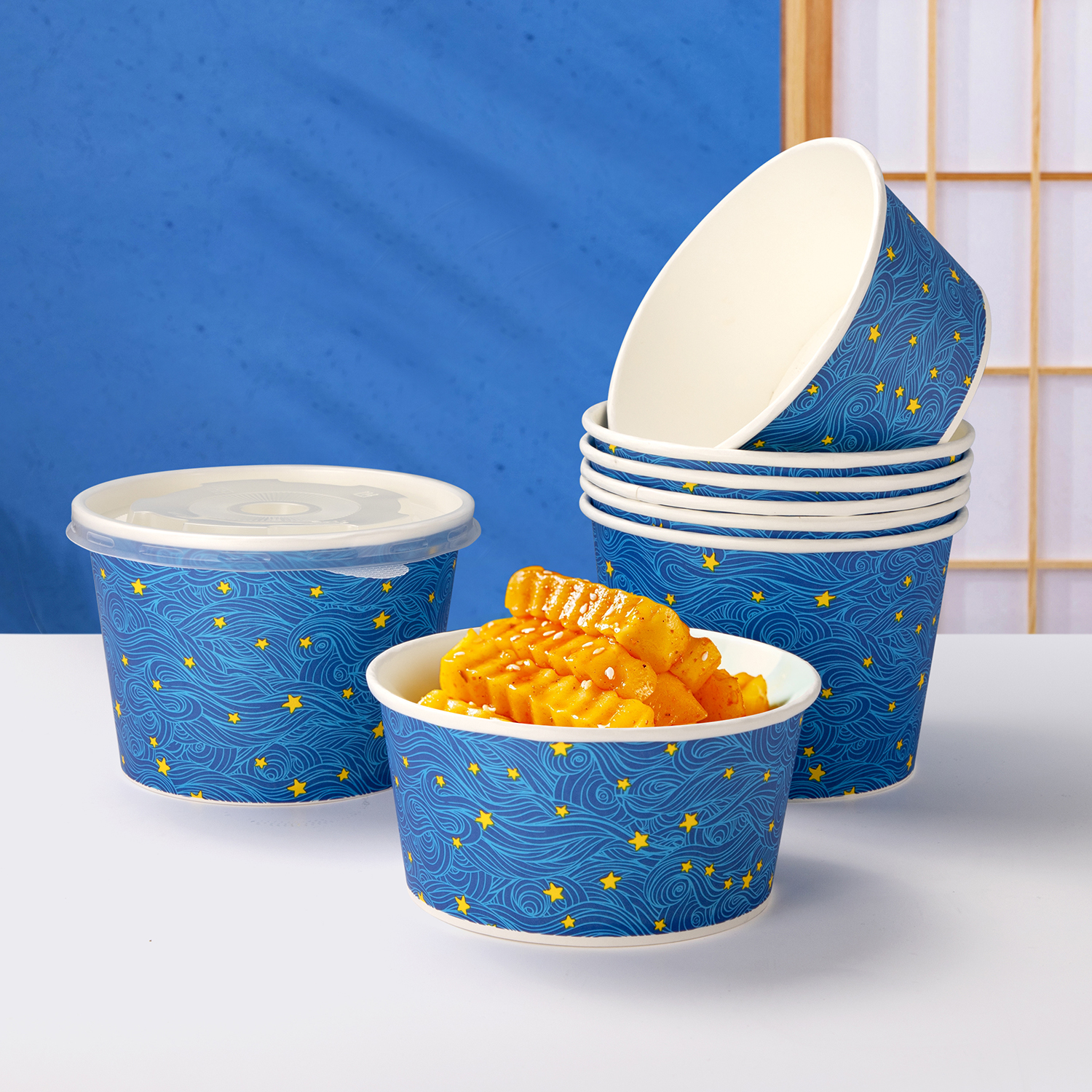 Custom disposable Starry Sky Dessert Paper Bowl