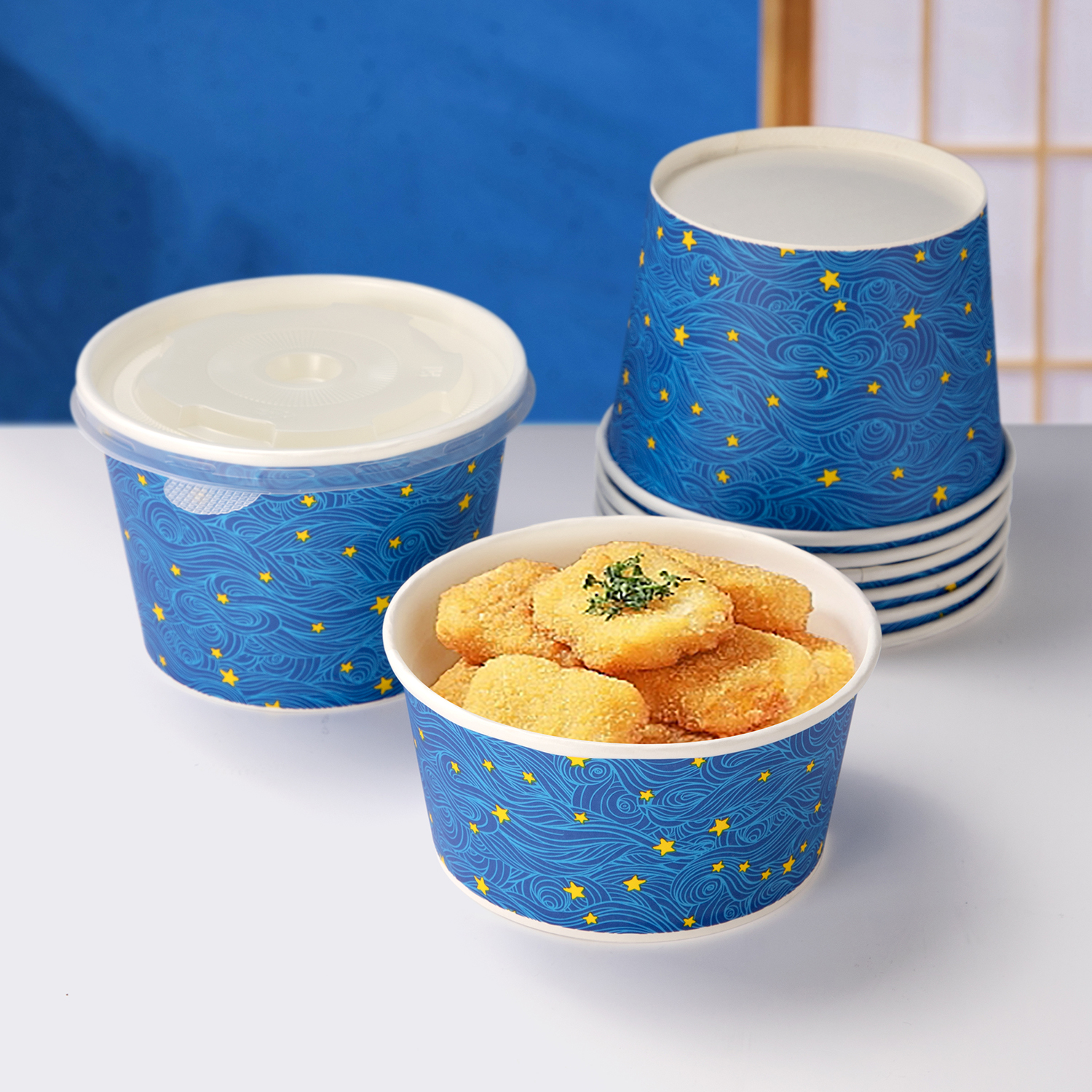 Custom disposable Starry Sky Dessert Paper Bowl