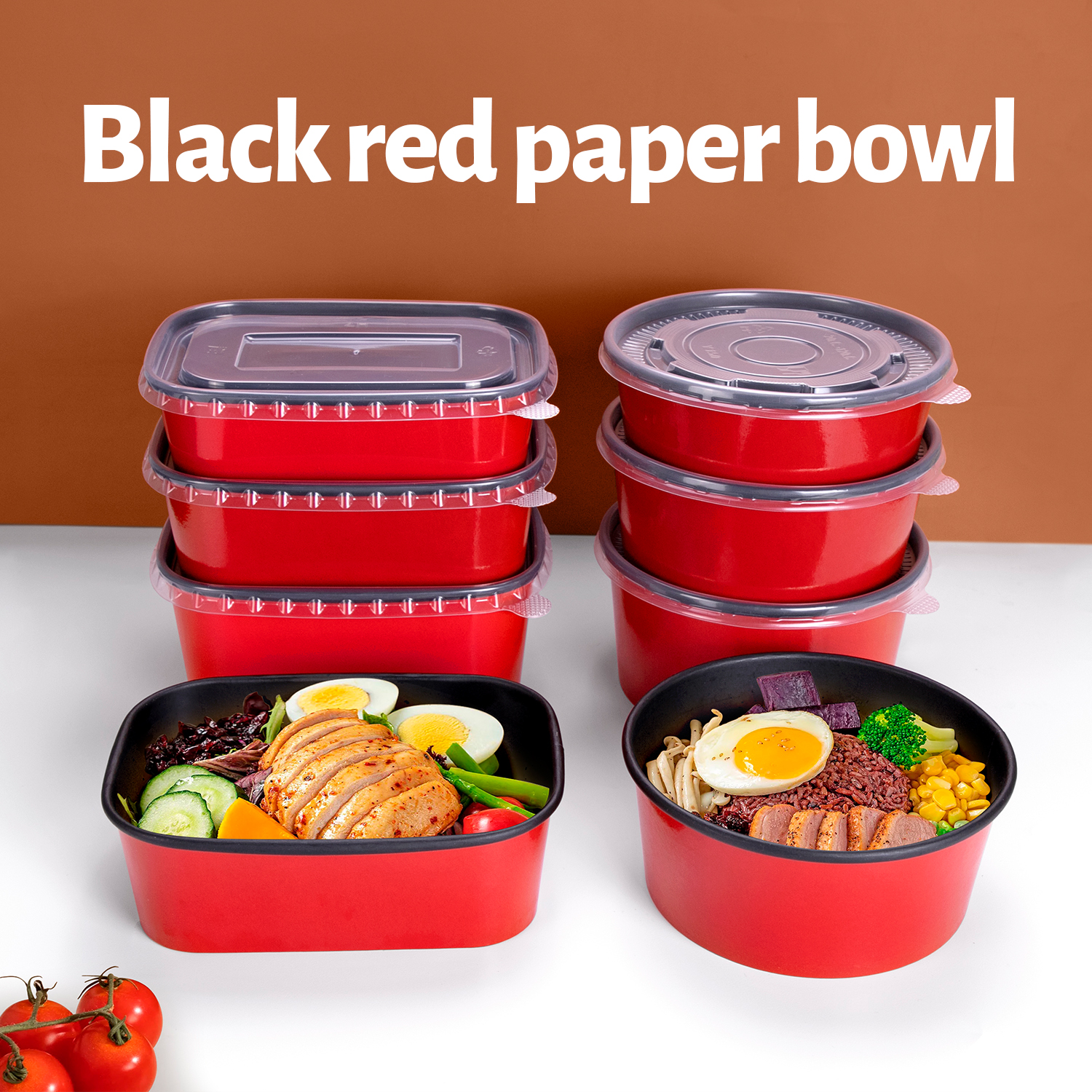 Custom disposable Black and red paper bowl