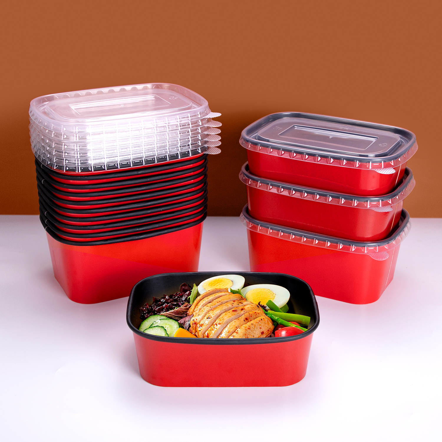 Custom disposable Black and red paper bowl