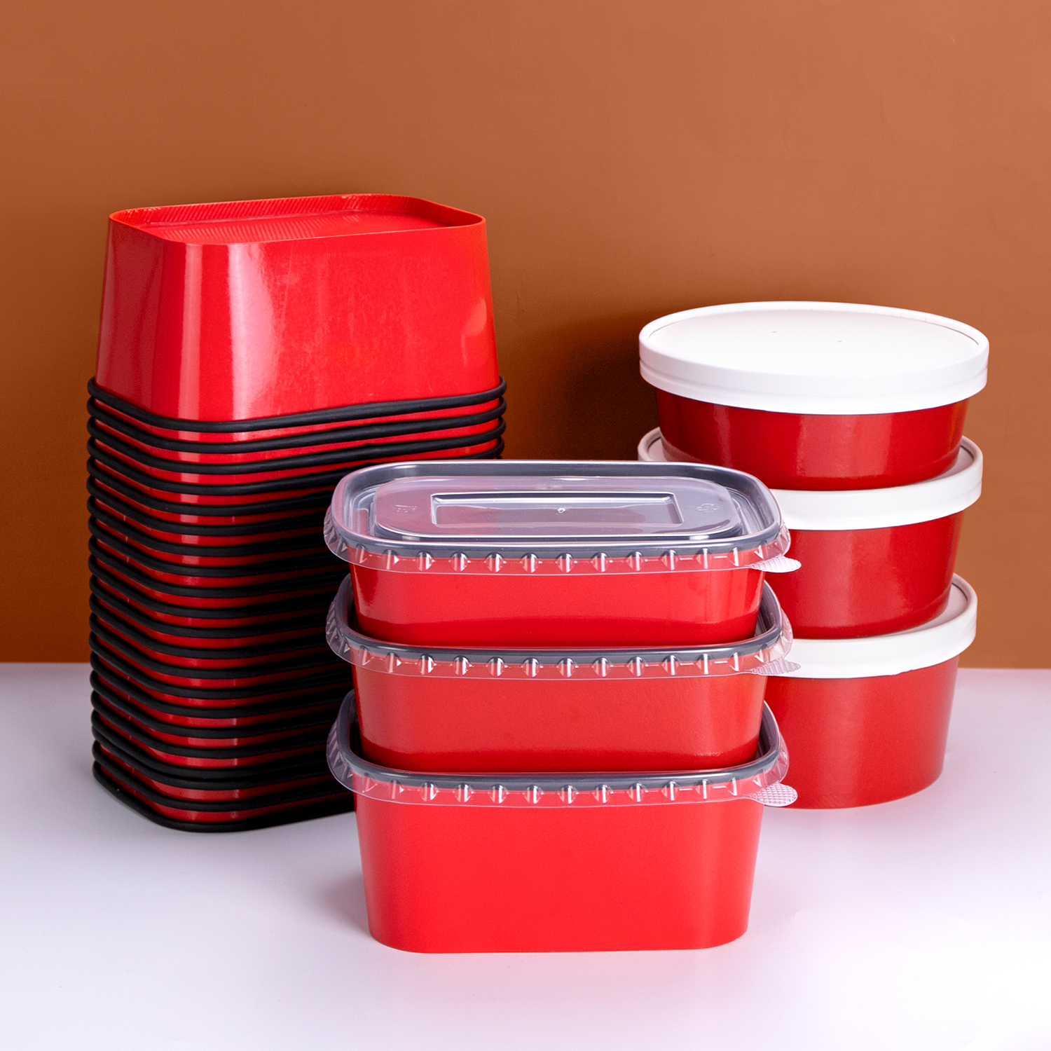 Custom disposable Black and red paper bowl