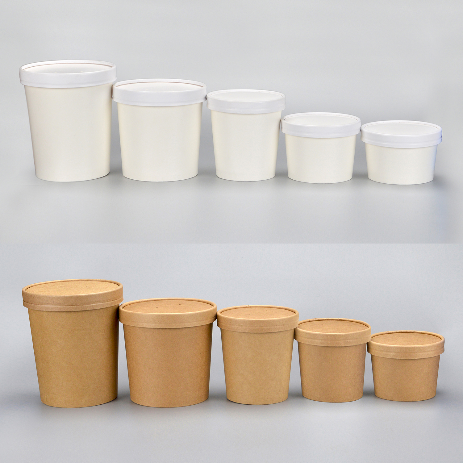 Custom disposable Kraft paper soup bucket