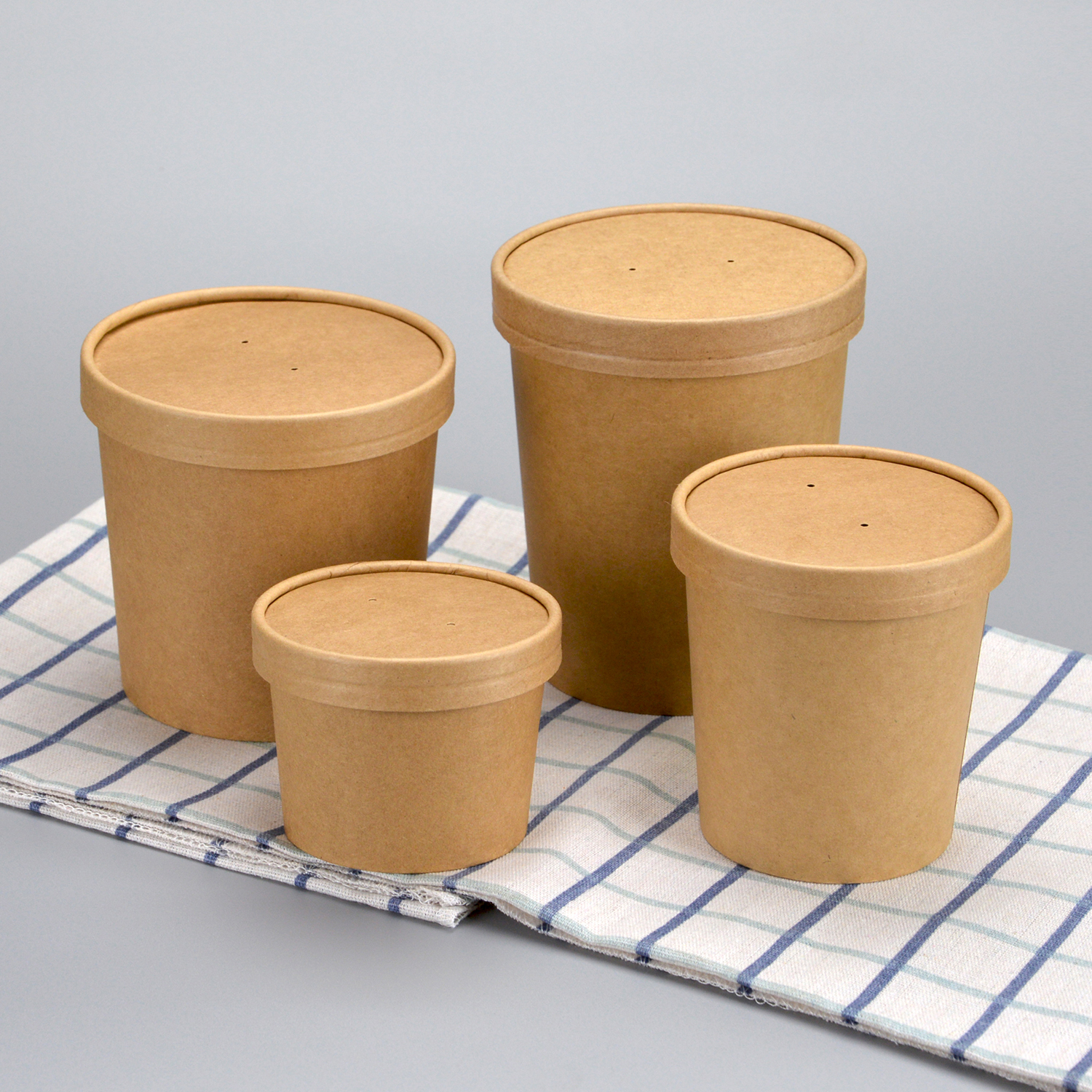 Custom disposable Kraft paper soup bucket
