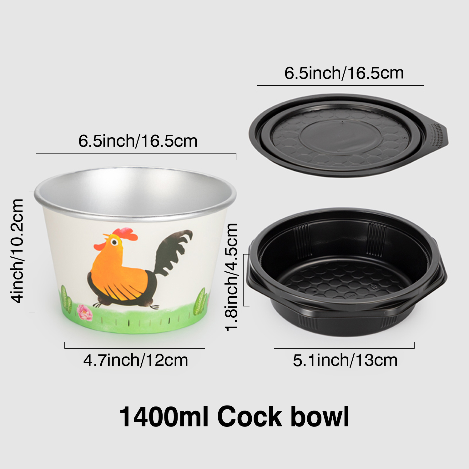 Custom disposable Rooster paper soup bowl