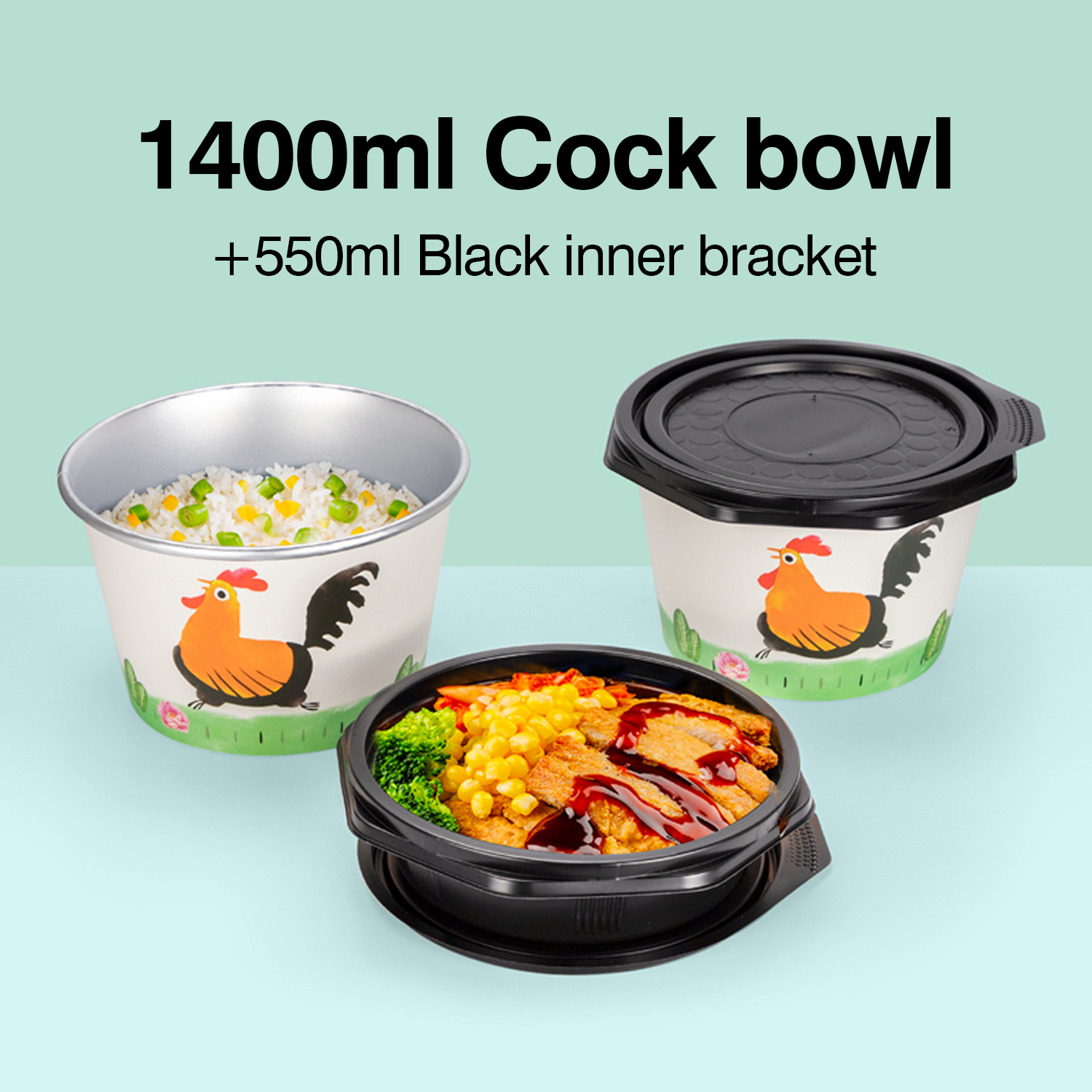 Custom disposable Rooster paper soup bowl Custom disposable Rooster paper soup bowl