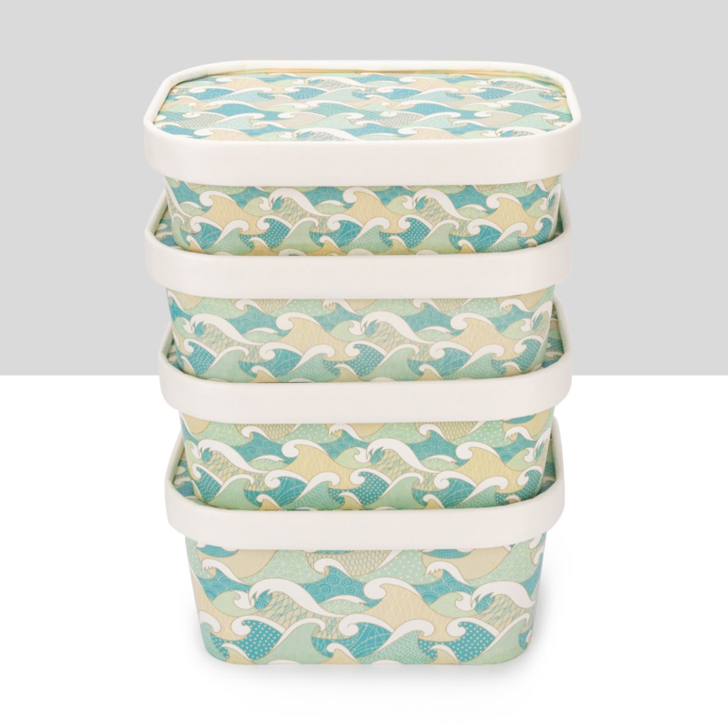Custom disposable Wave gold foil lunch box