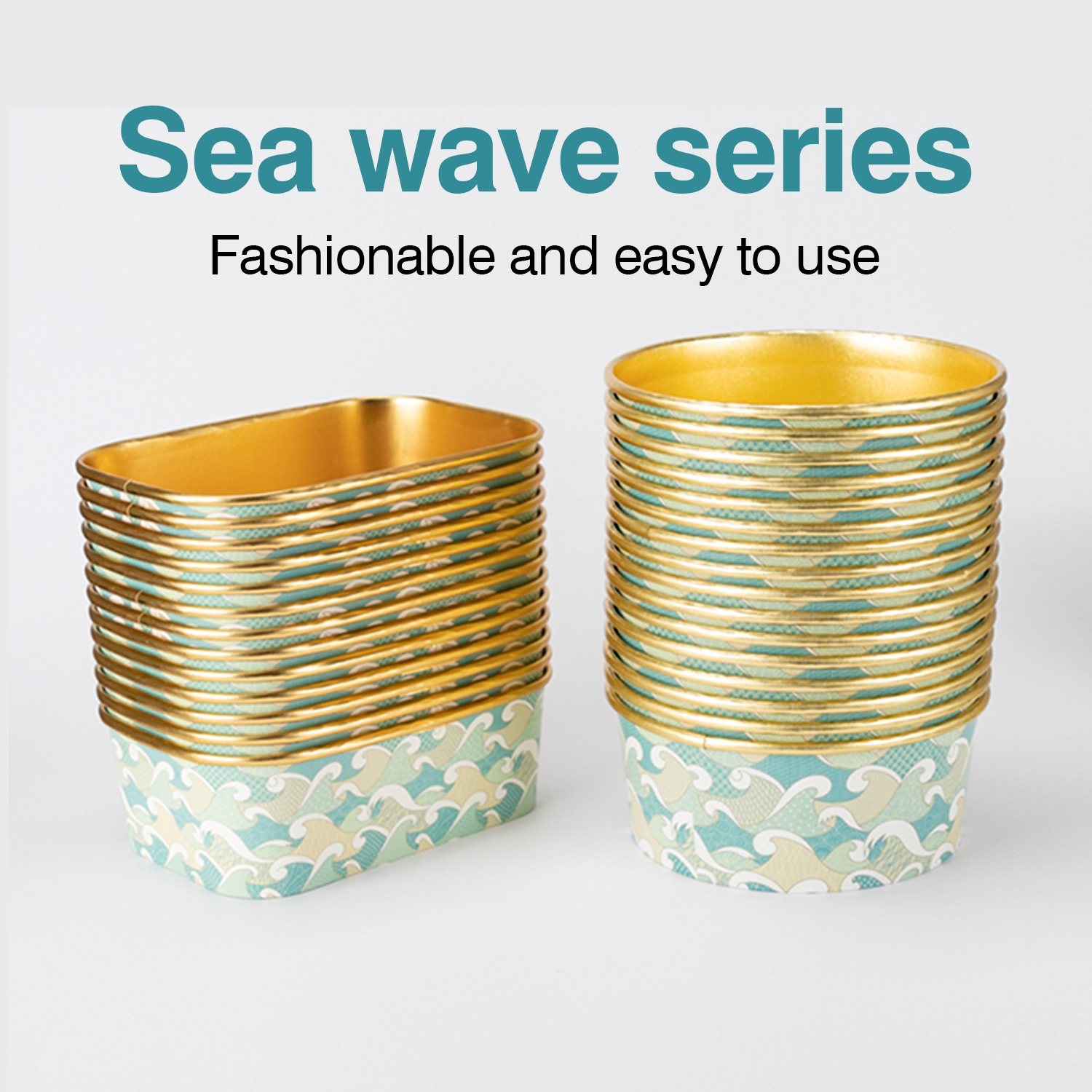 Custom disposable Wave gold foil lunch box