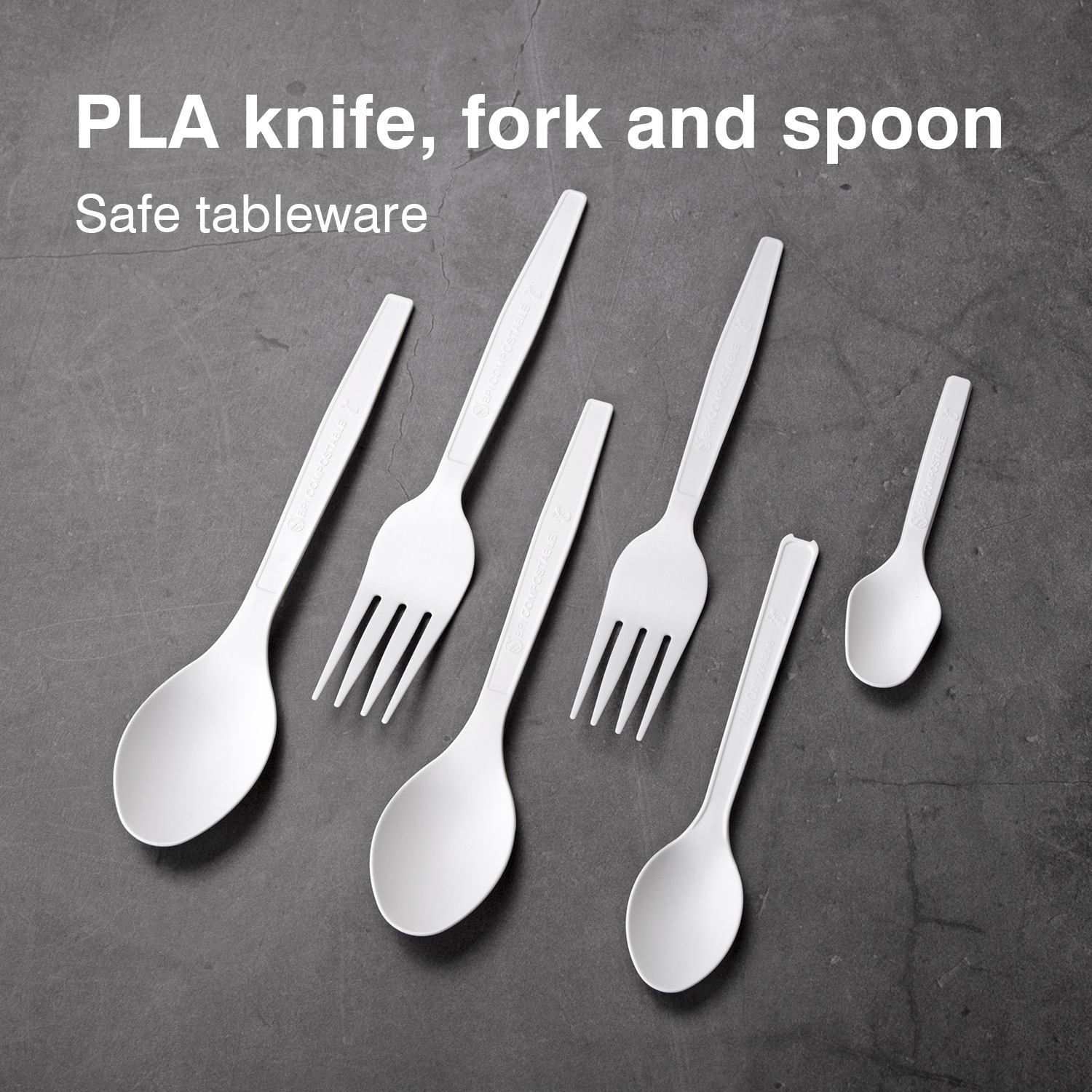 Disposable PLA knife, fork, spoon