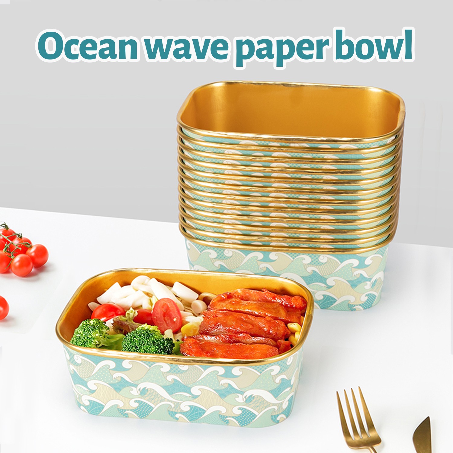 Wave gold foil lunch box