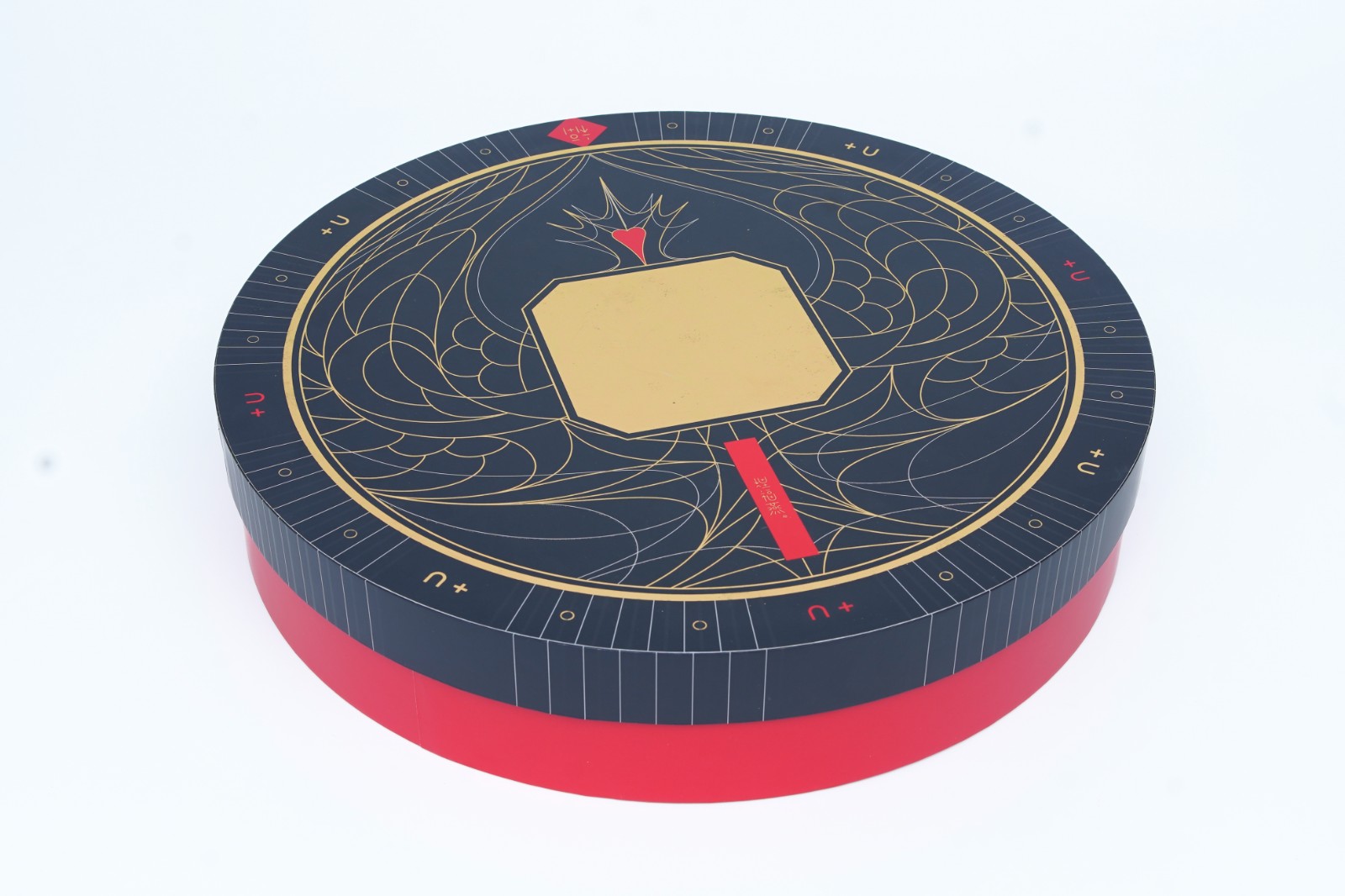 Black & Red Round Packaging Box