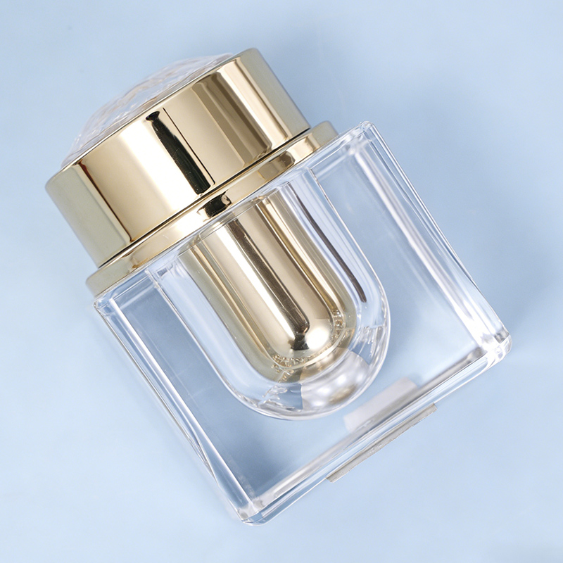 Embossed Square Glass Cosmetic Jar