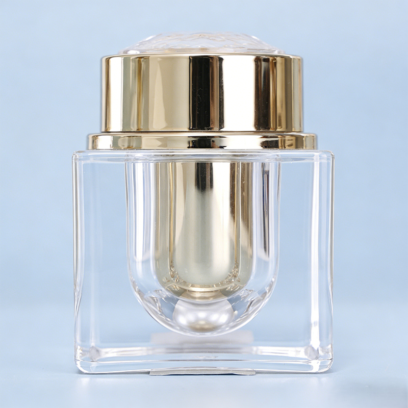 Embossed Square Glass Cosmetic Jar