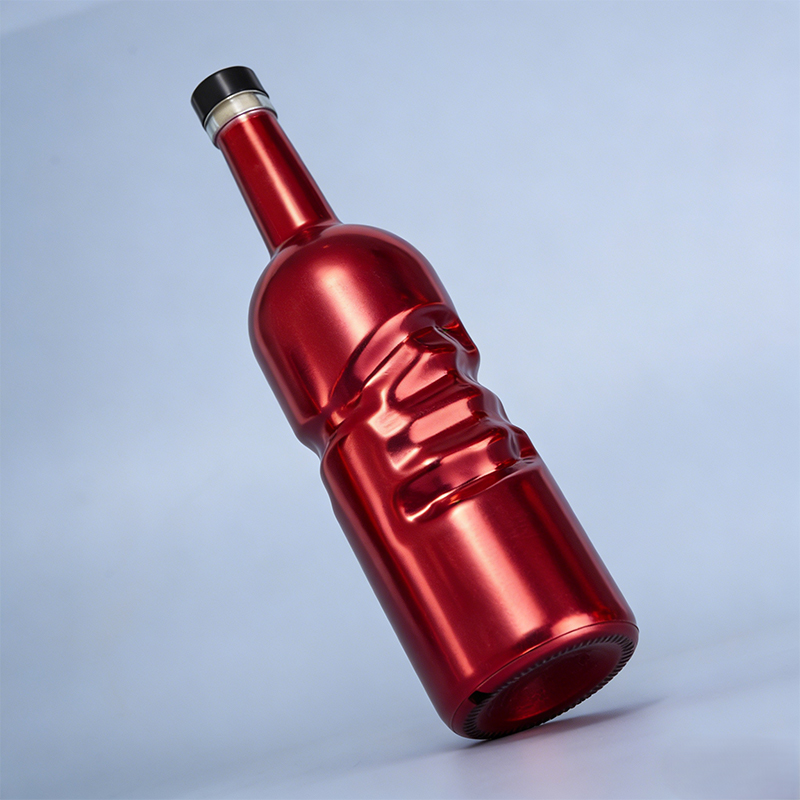 Red Sculpted Art Liquor Bottle
