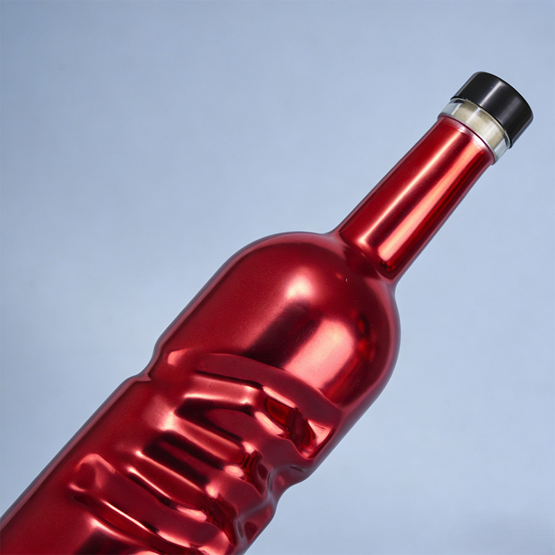 Red Sculpted Art Liquor Bottle