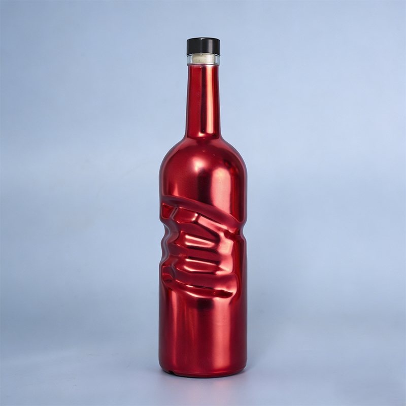 Red Sculpted Art Liquor Bottle