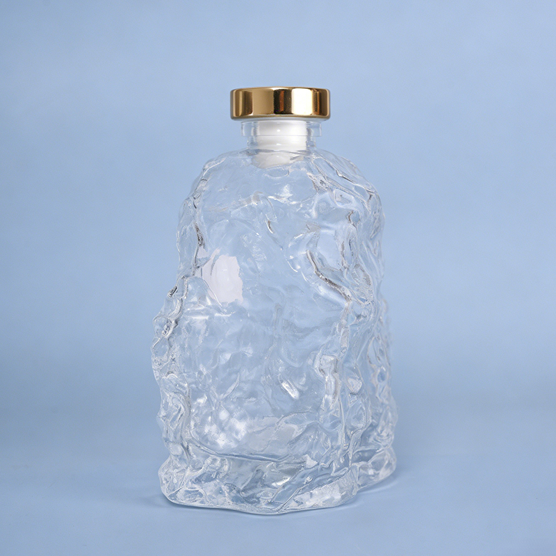 Wave Textured Glass Liquor Bottle