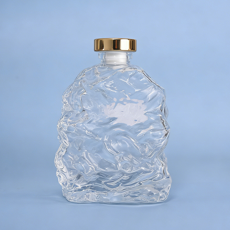Wave Textured Glass Liquor Bottle