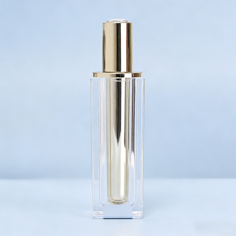 Gold Cap Square Glass Skincare Bottle