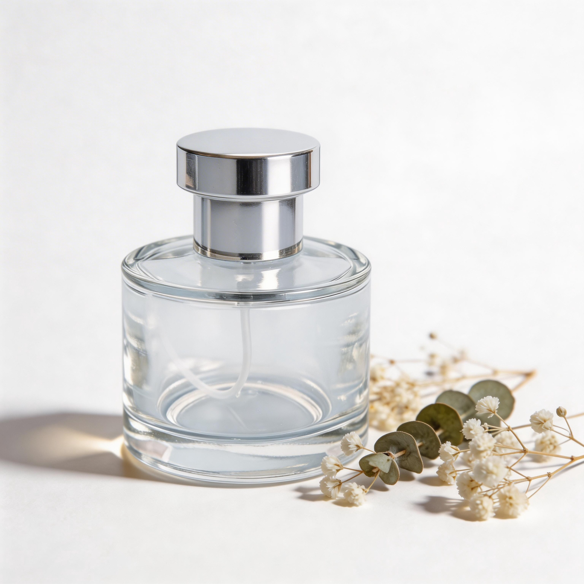 Transparent Cylindrical Perfume Spray Bottle