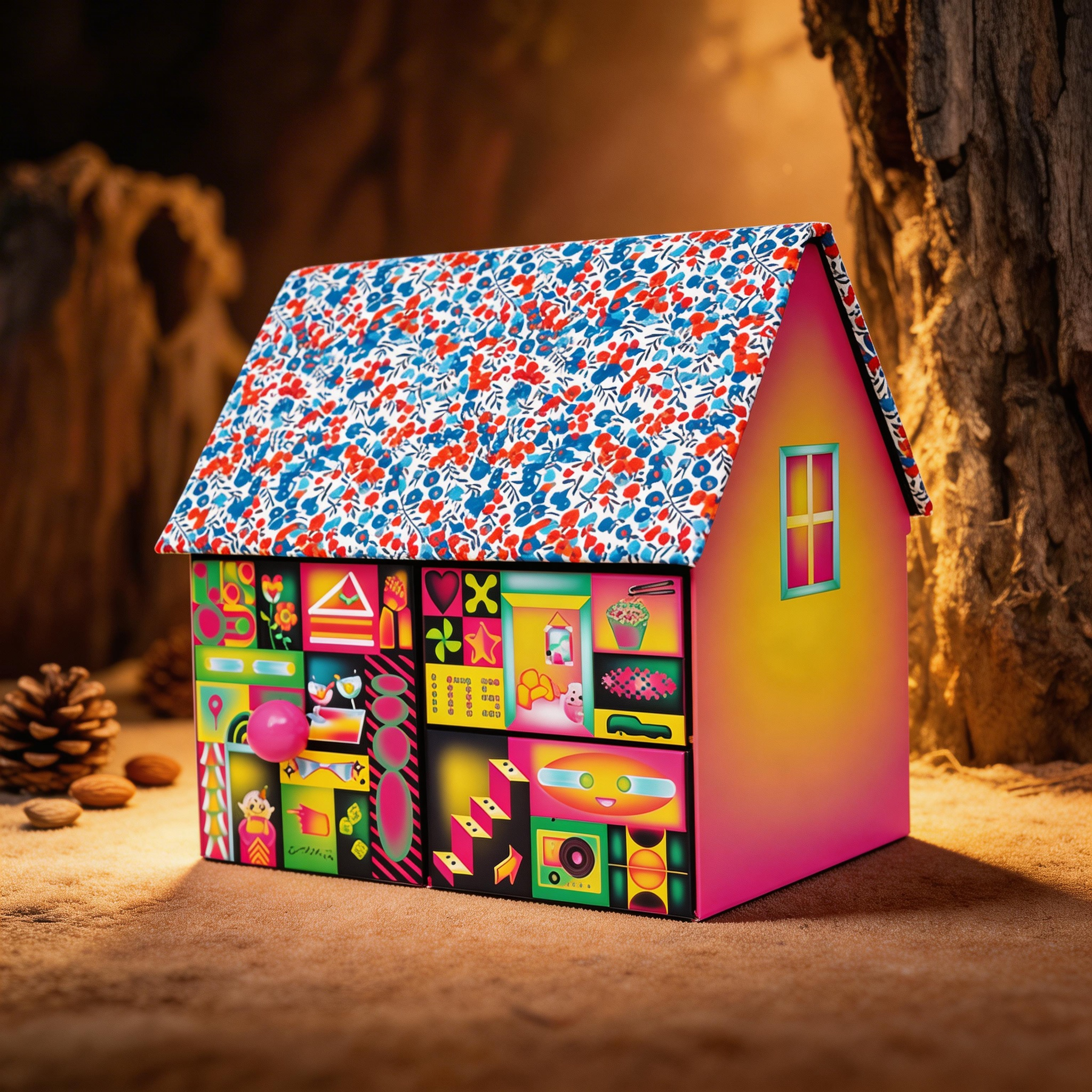 House Shaped Fabric Embroidery Gift Box